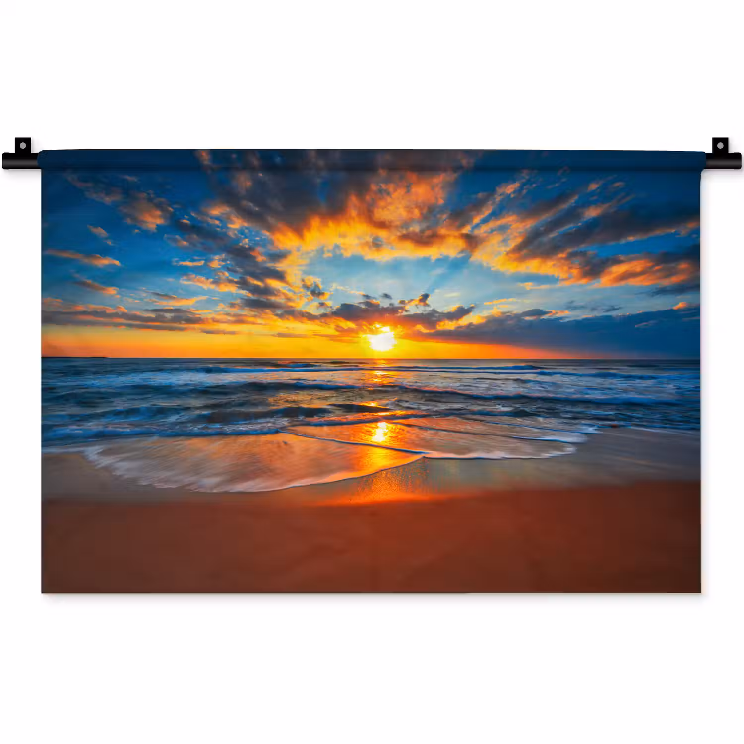 Zee - Zonsondergang - Strand - Wolken - Oranje Wandkleed katoen klein -zz3d