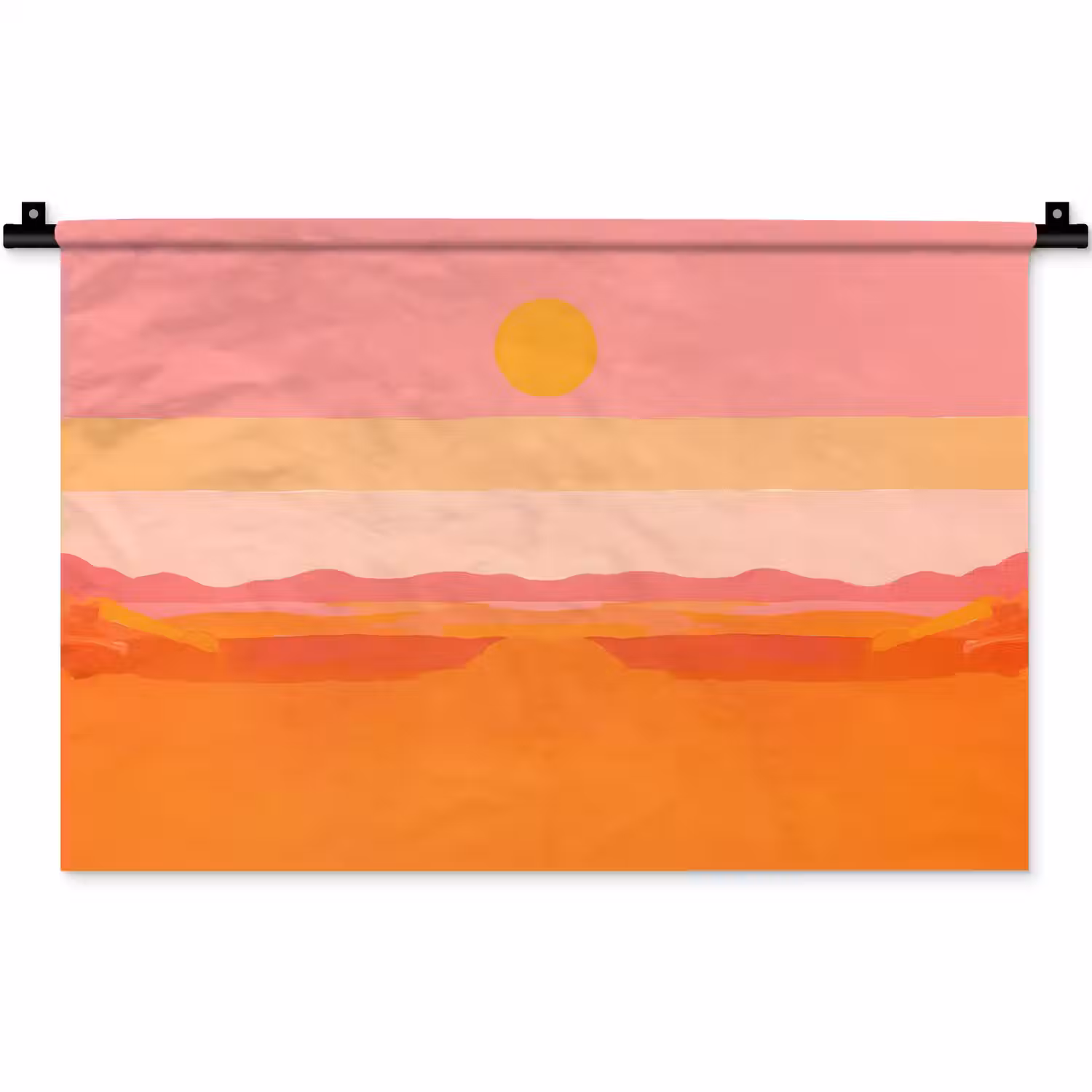 Zon - Abstract - Landschap - Oranje Wandkleed katoen klein -zz3d