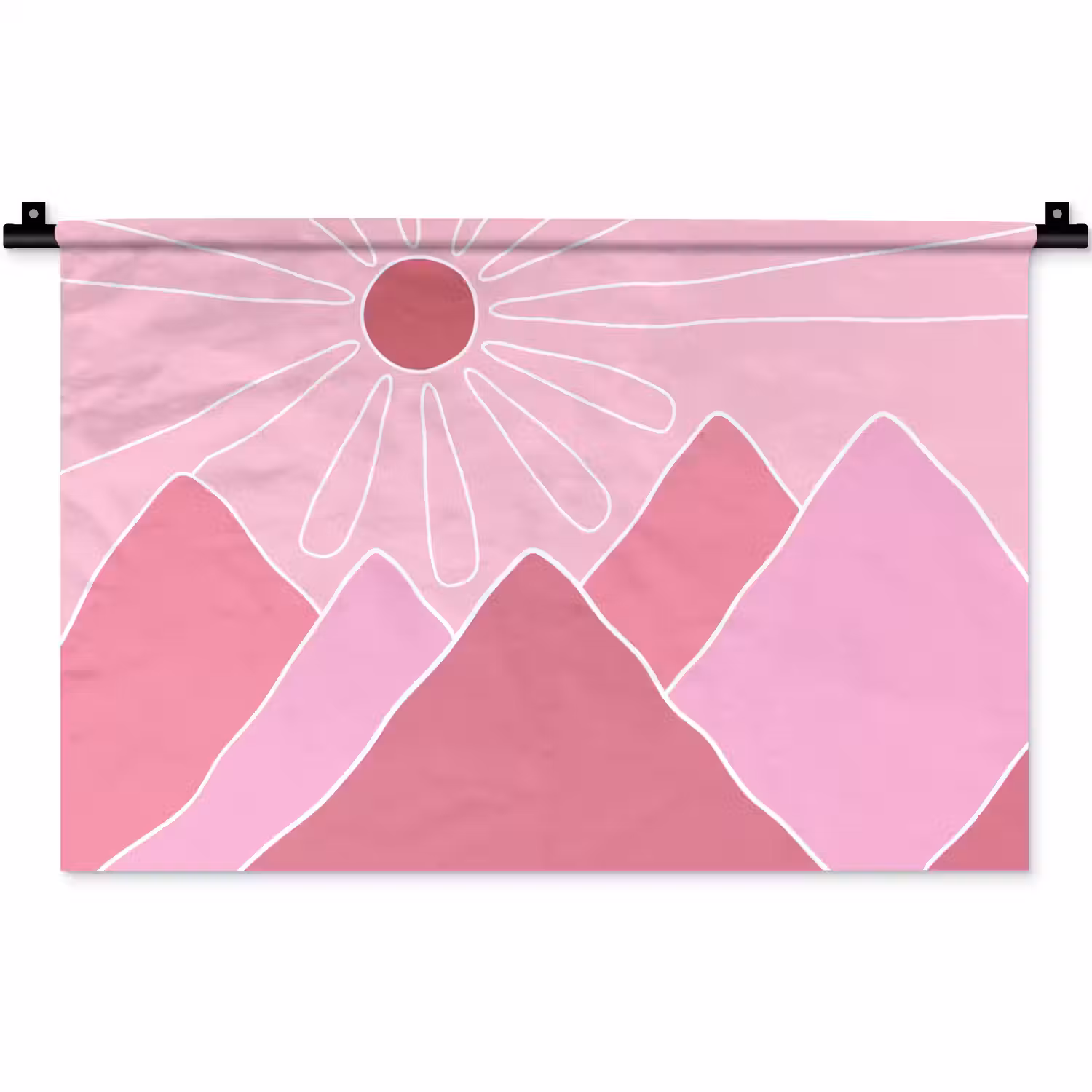 Zon - Bergen - Natuur - Abstract - Roze Wandkleed katoen klein -zz3d
