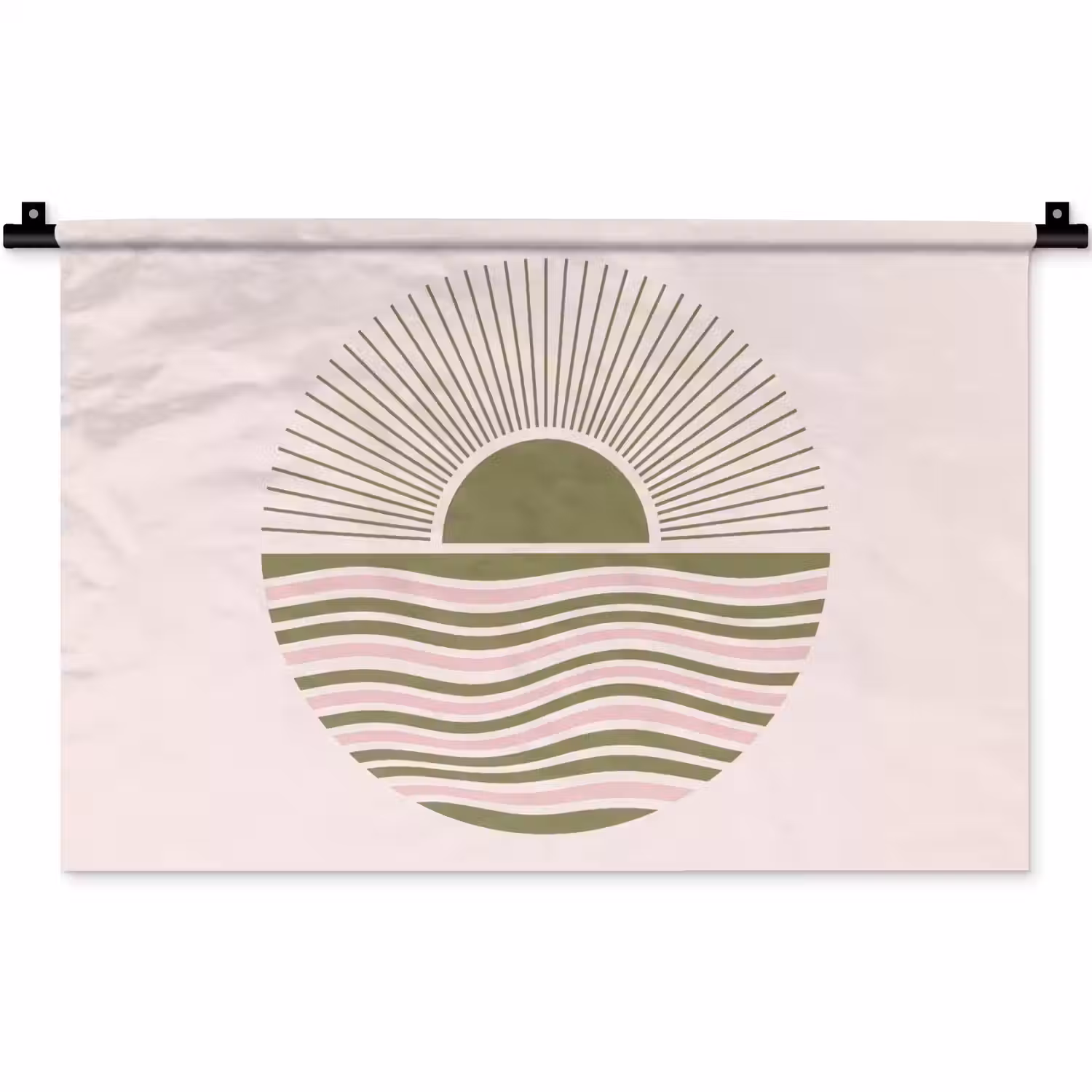 Zon - Zee - Abstract - Modern - Roze Wandkleed katoen klein -zz3d