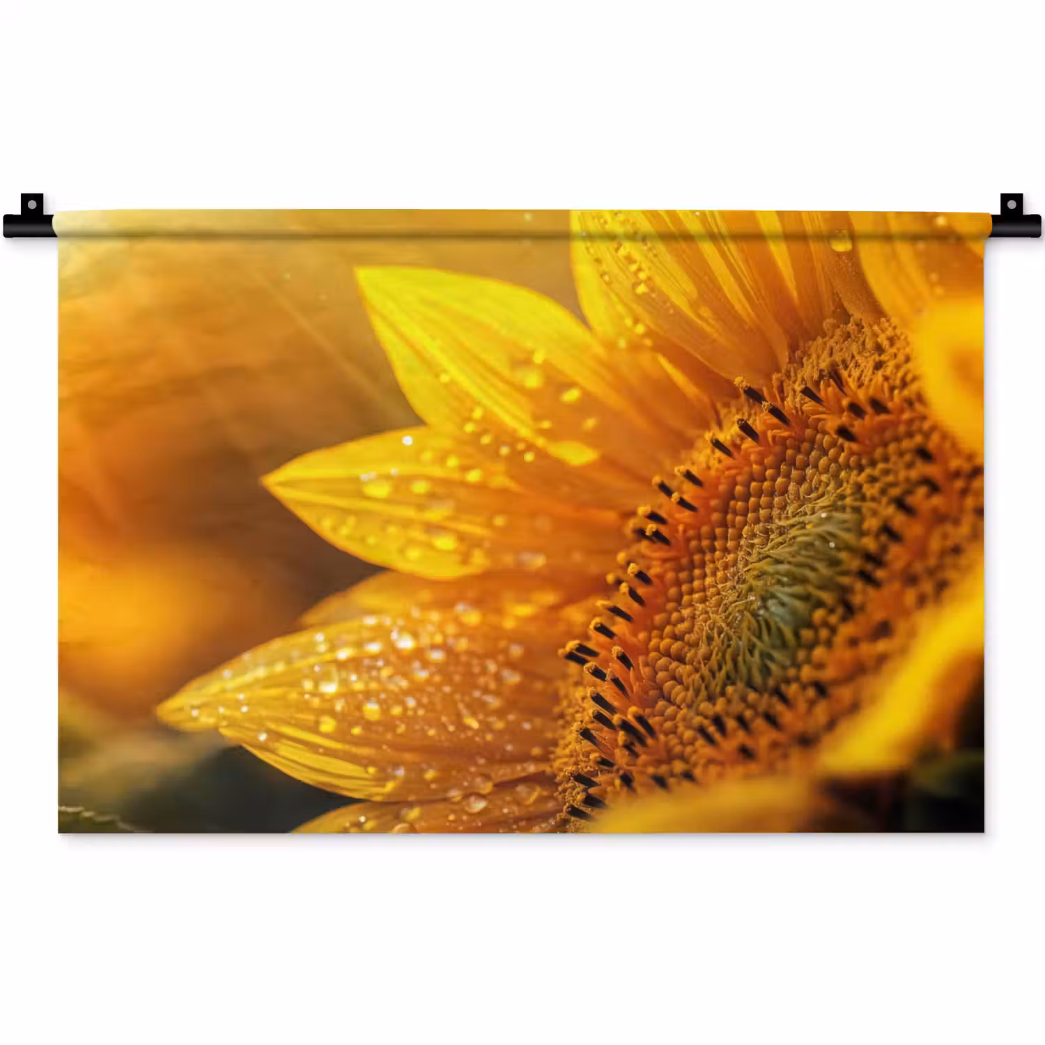 Zonnebloem - Dauwdruppels - Geel - Zonlicht Wandkleed katoen klein -zz3d