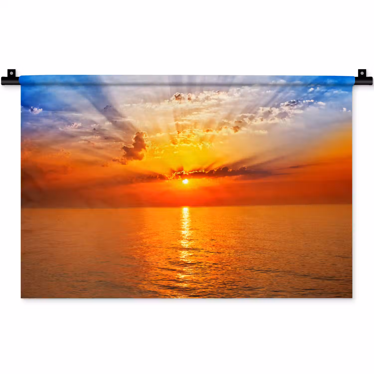 Zonsondergang - Zee - Lucht - Oranje - Horizon - Water Wandkleed katoen klein -zz3d