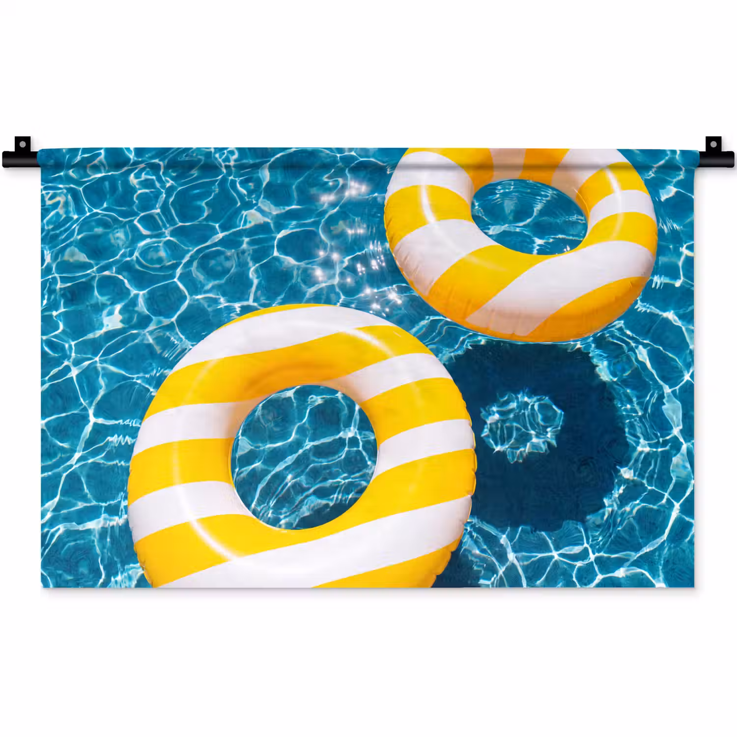 Zwembad - Zwembanden - Zomer - Geel - Blauw Wandkleed katoen klein -zz3d