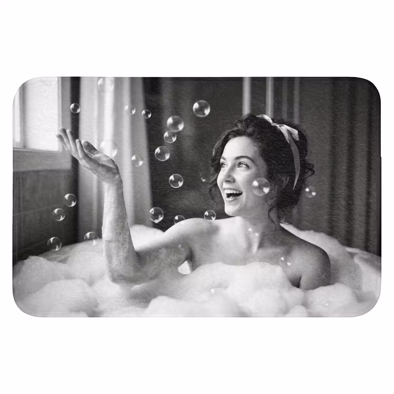 Bad - Bubbels - Zwart - Wit WCmat klein -3d