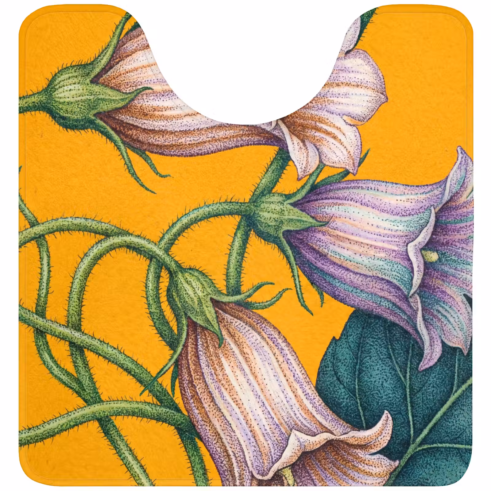 WC Mat - Bloemen - Botanisch - Geel - Bloemen - Botanisch - Geel WCmat U-uitsnede middel