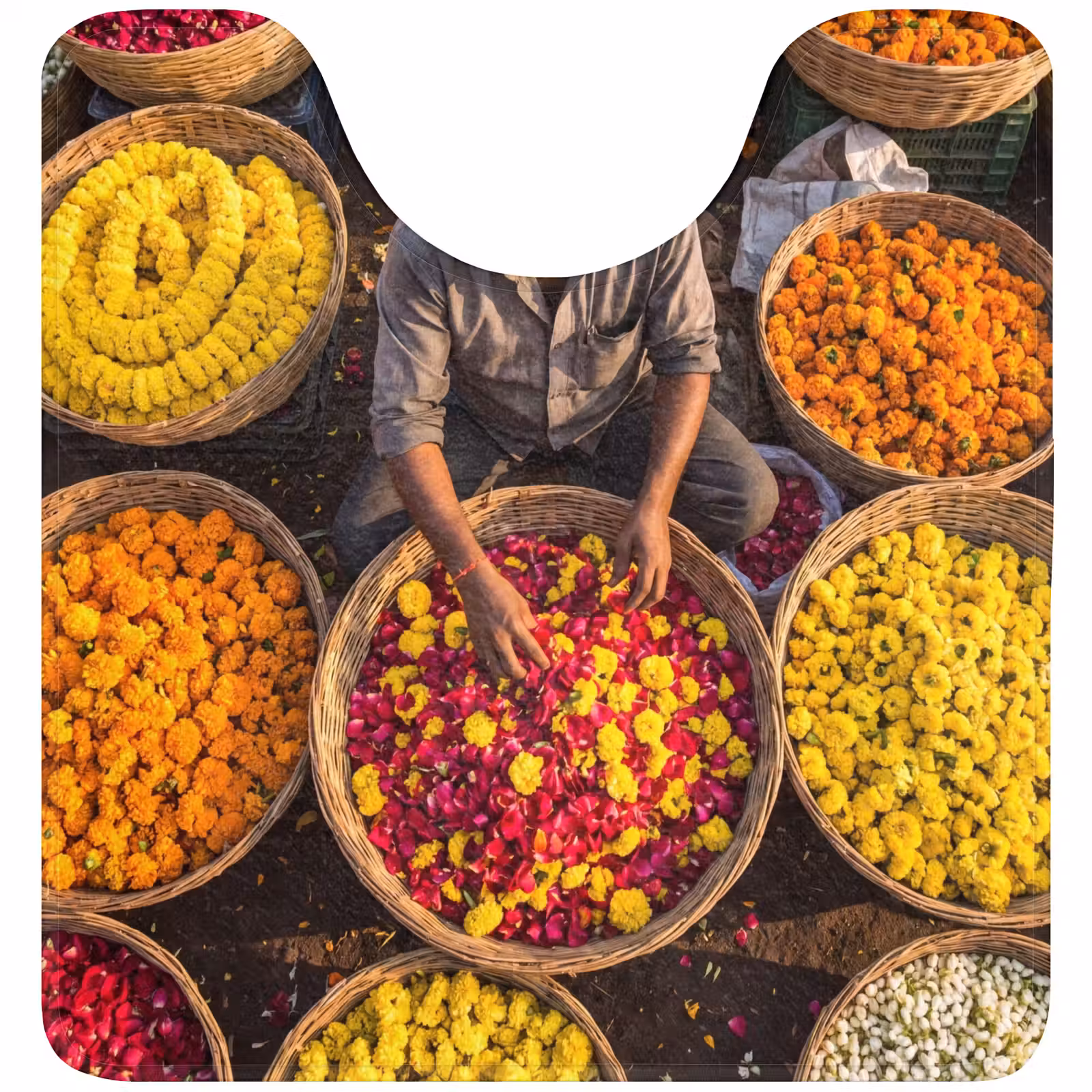 WC Mat - Bloemen - Markt - Kleurrijk - Bloemen - Markt - Kleurrijk WCmat U-uitsnede middel