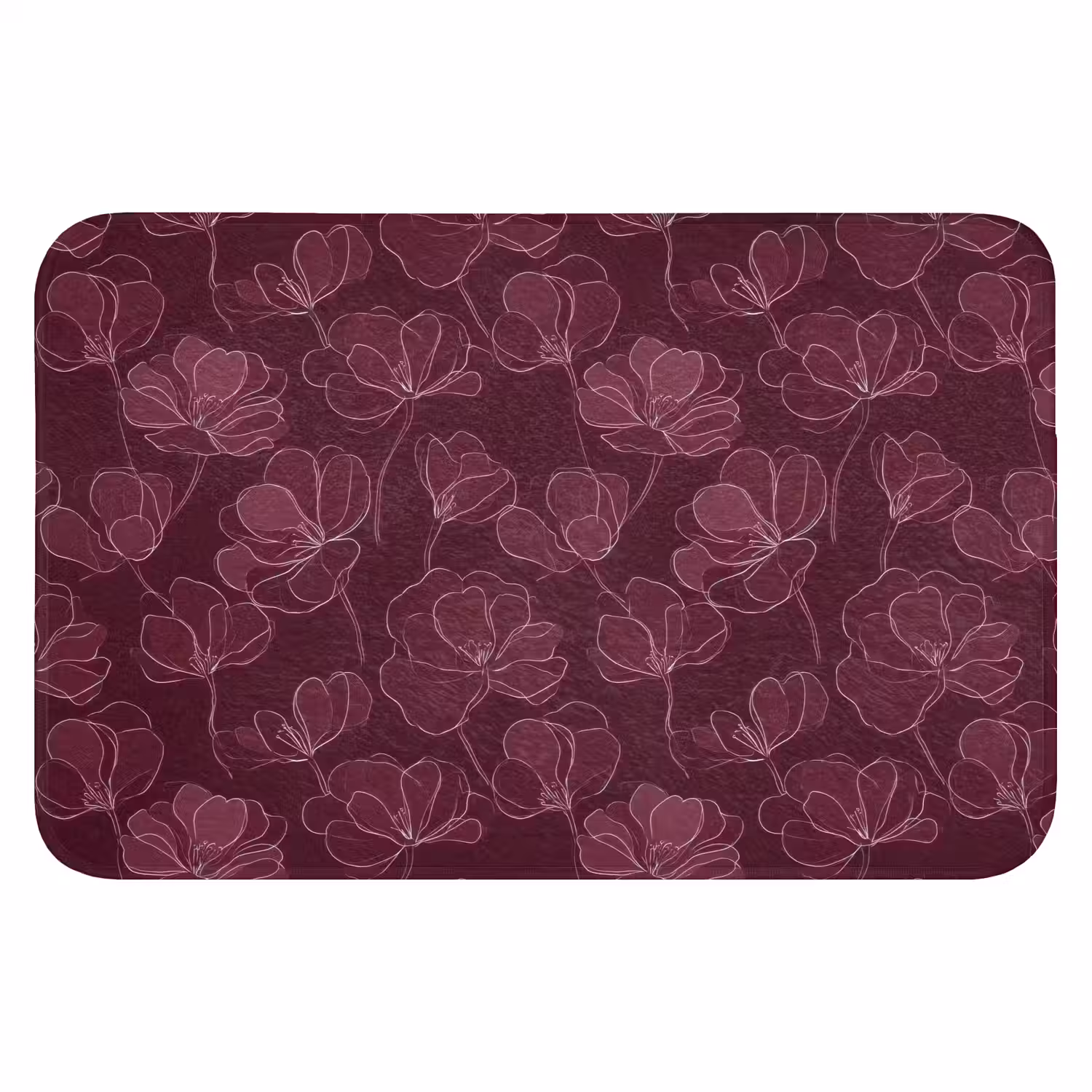 Bloemen - Patroon - Bordeauxrood WCmat klein 1009 -3d