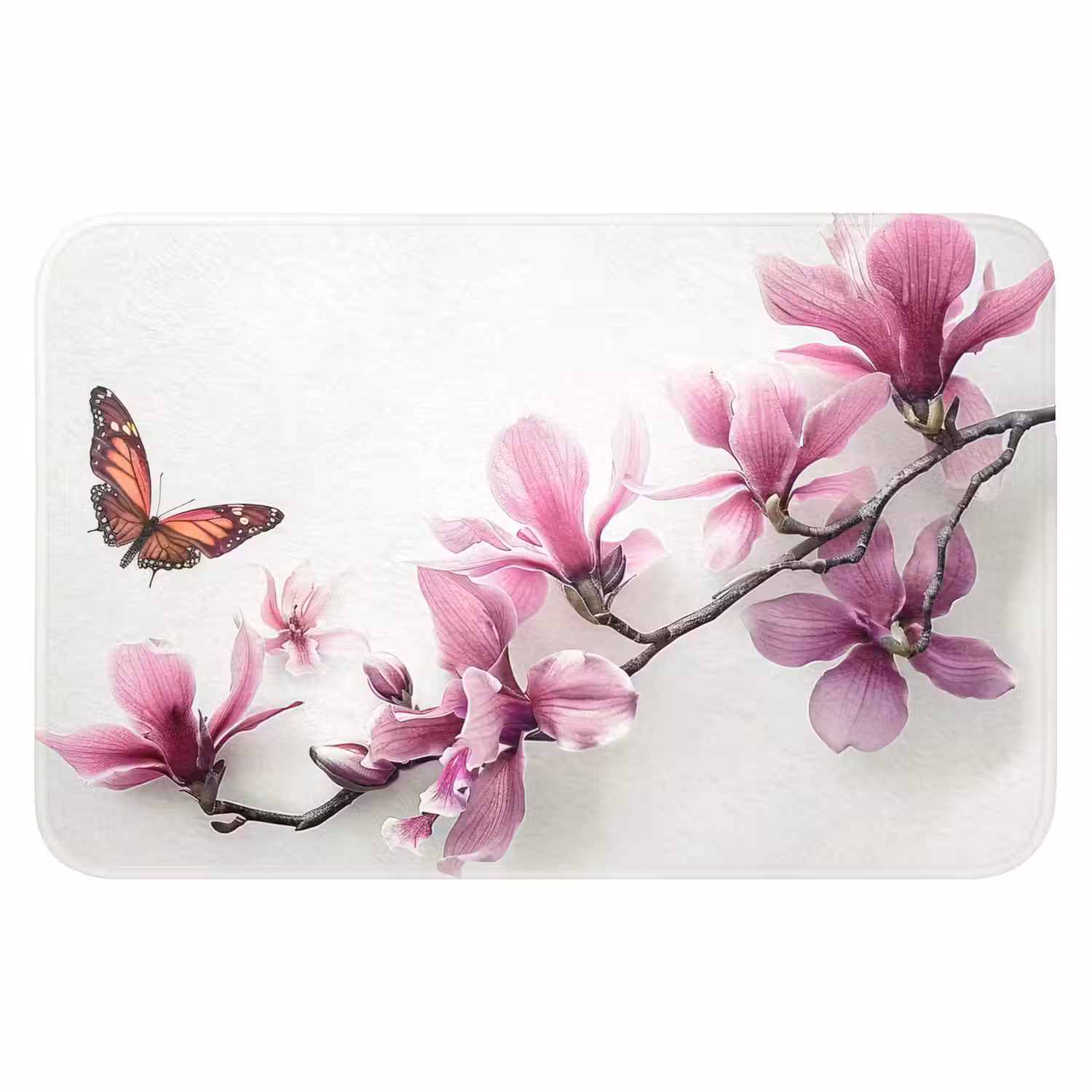 Bloesem - Vlinder - Roze - Natuur - Wit WCmat klein -3d