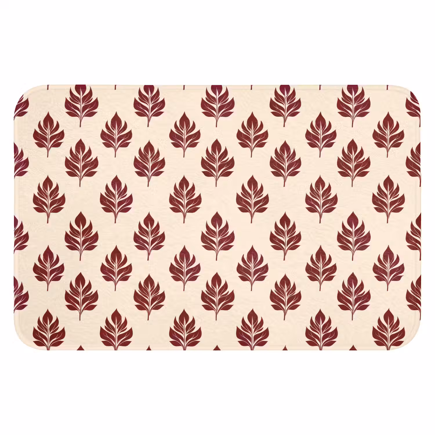Botanisch - Patroon - Bordeaux WCmat klein 1009 -3d