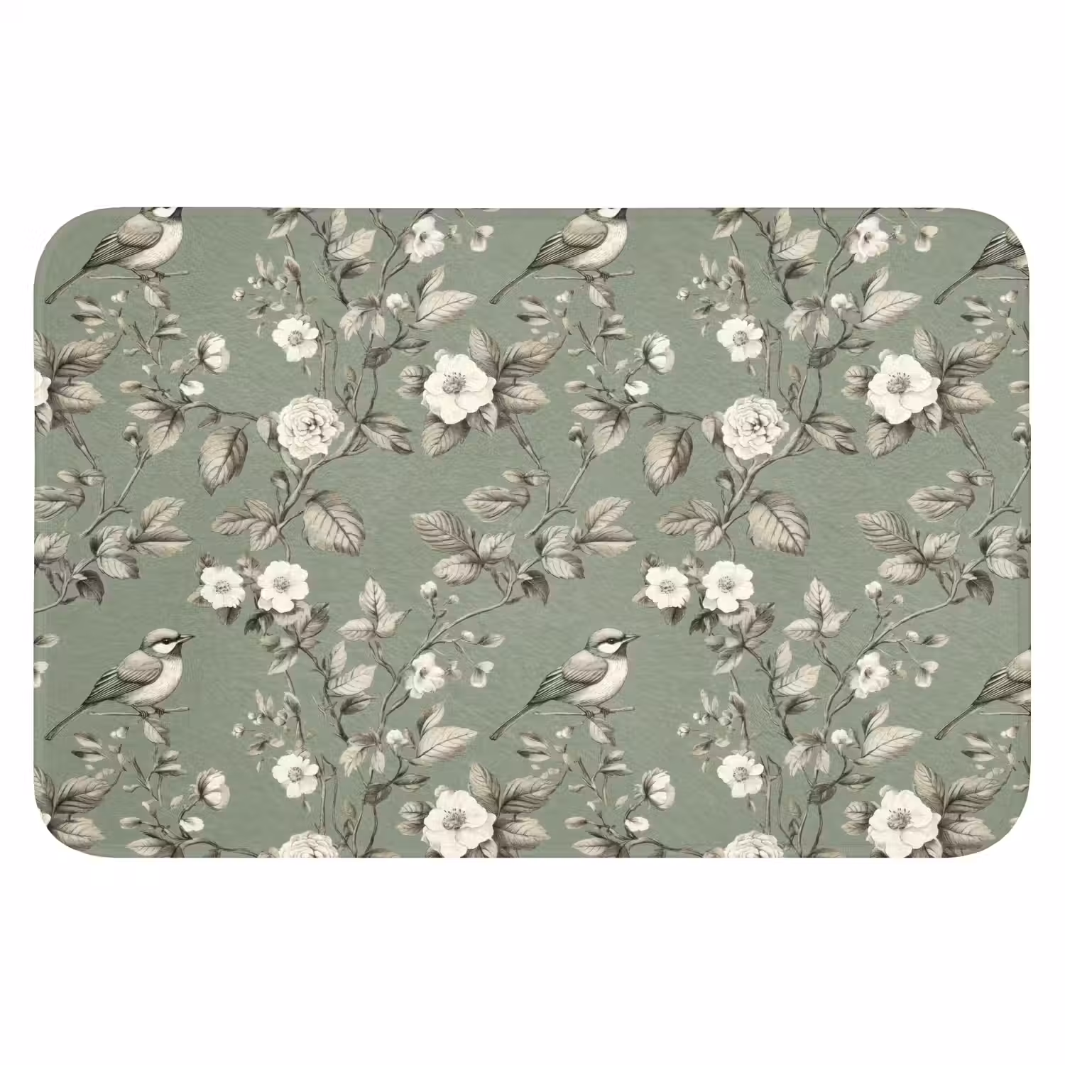 Botanisch - Vogels - Groen WCmat klein 1009 -3d