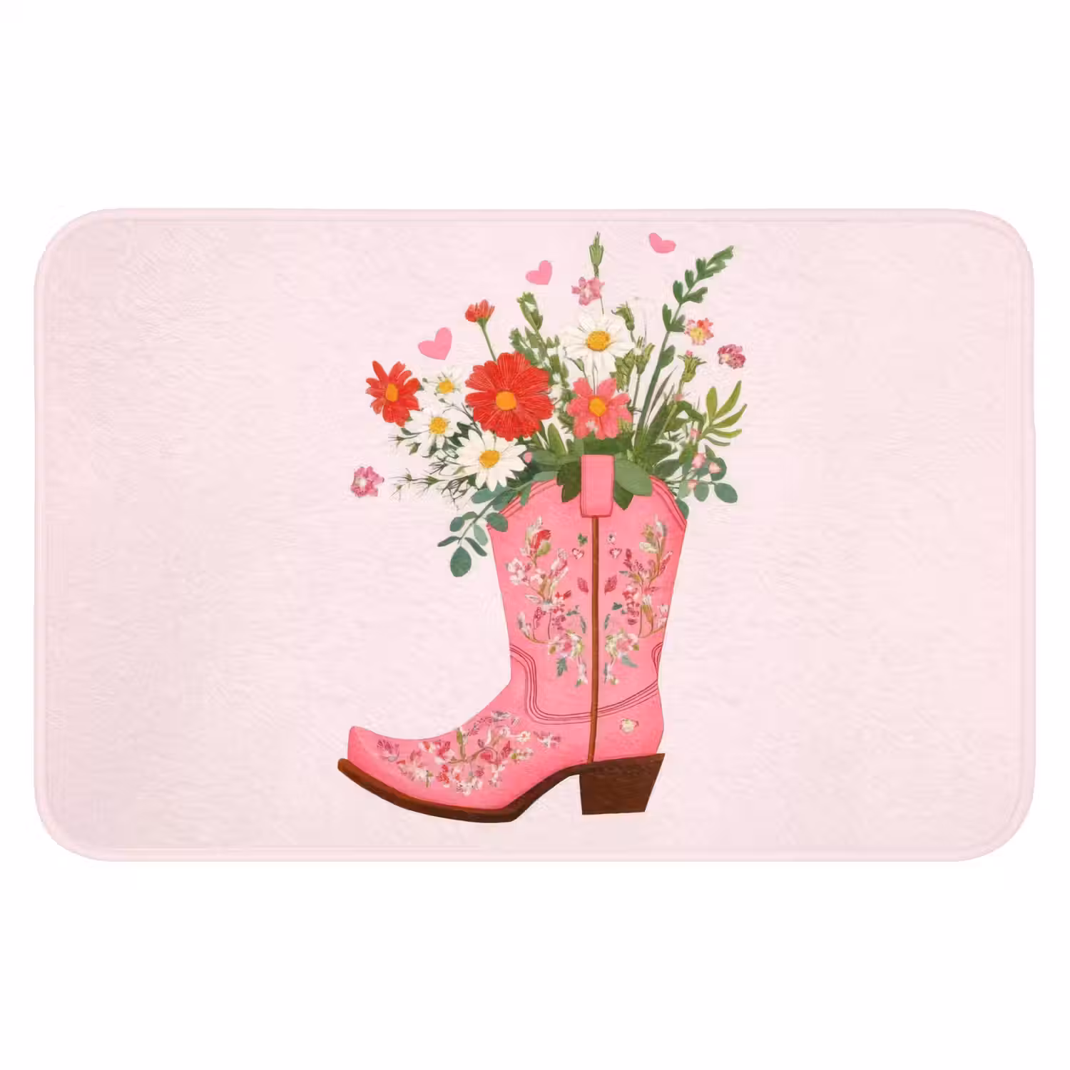 Cowboylaarzen - Roze - Boeket - Bloemen WCmat klein -3d