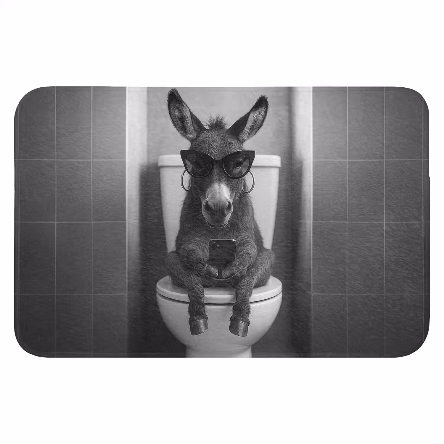 Ezel - Telefoon - Toilet - Zwart - Wit WCmat klein -3d