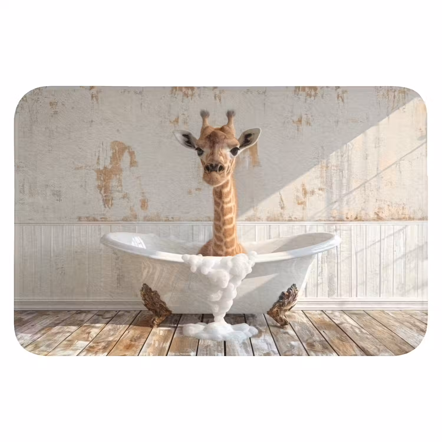 Giraf - Badkuip - Vintage - Dieren WCmat klein -3d
