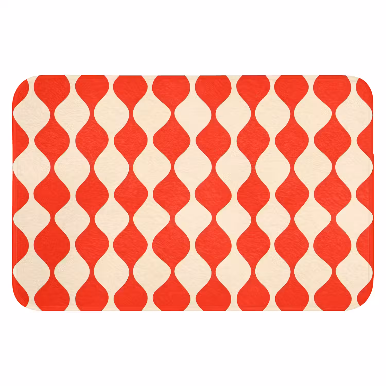 Golvend patroon - Retro - Rood - Beige WCmat klein 1009 -3d