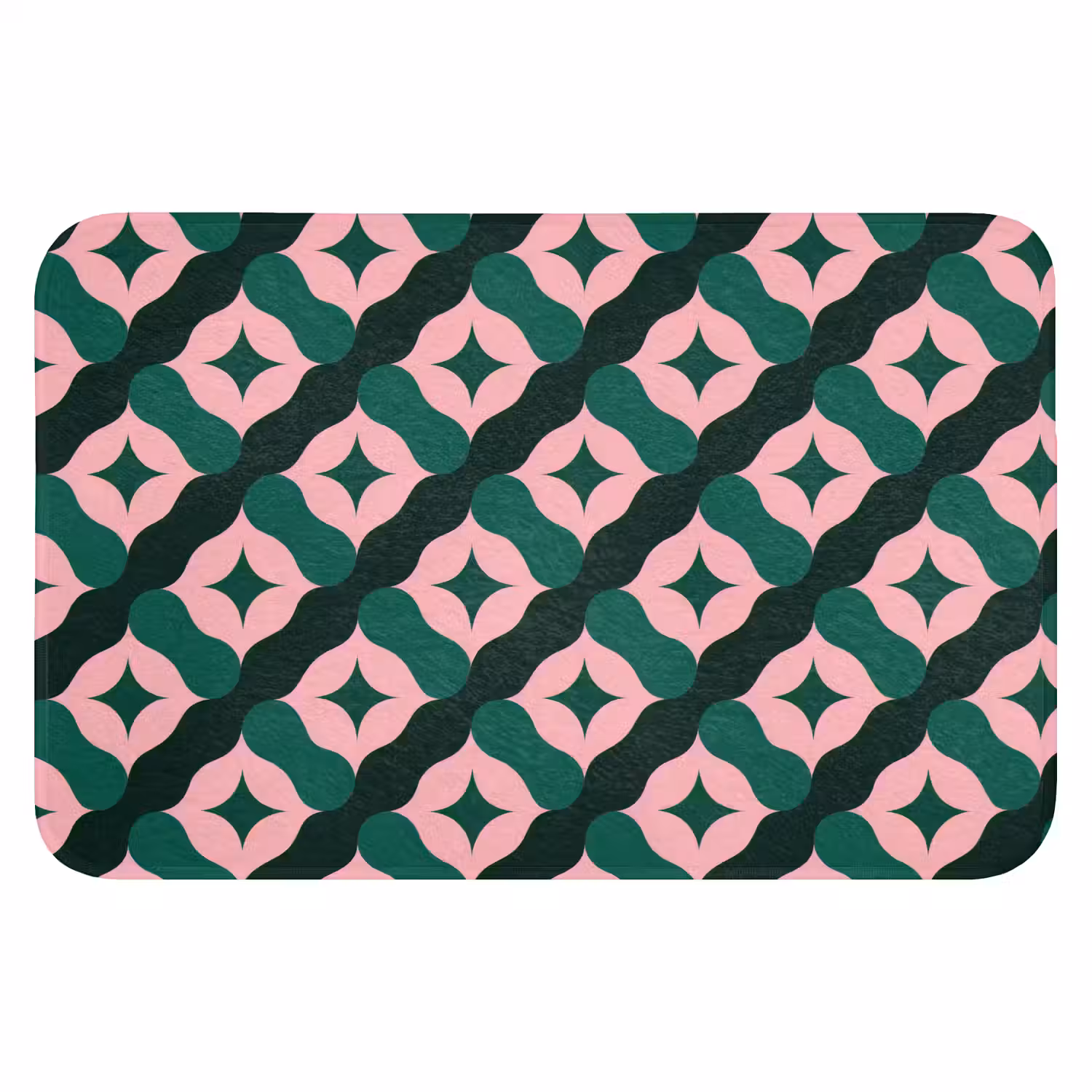 Groen - Roze - Retro - Sterren WCmat klein 1009 -3d