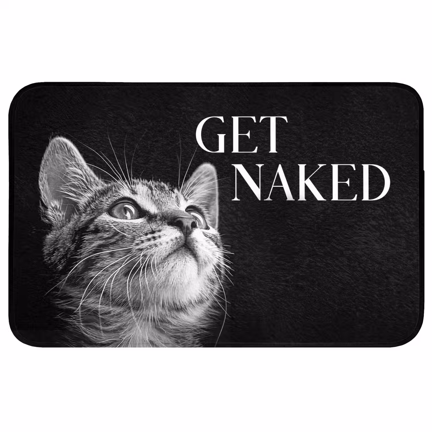 Kat - Dieren - quote - Get naked - Zwart WCmat middel -3d