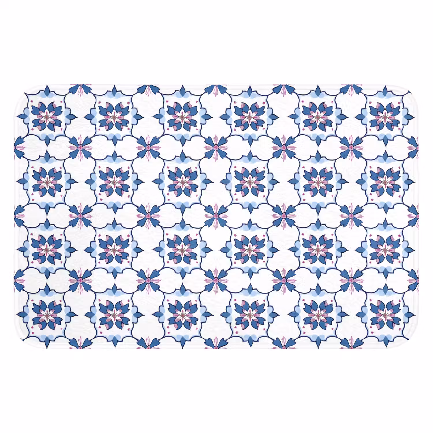 Modern - Patroon - Blauw - Roze WCmat klein 1009 -3d