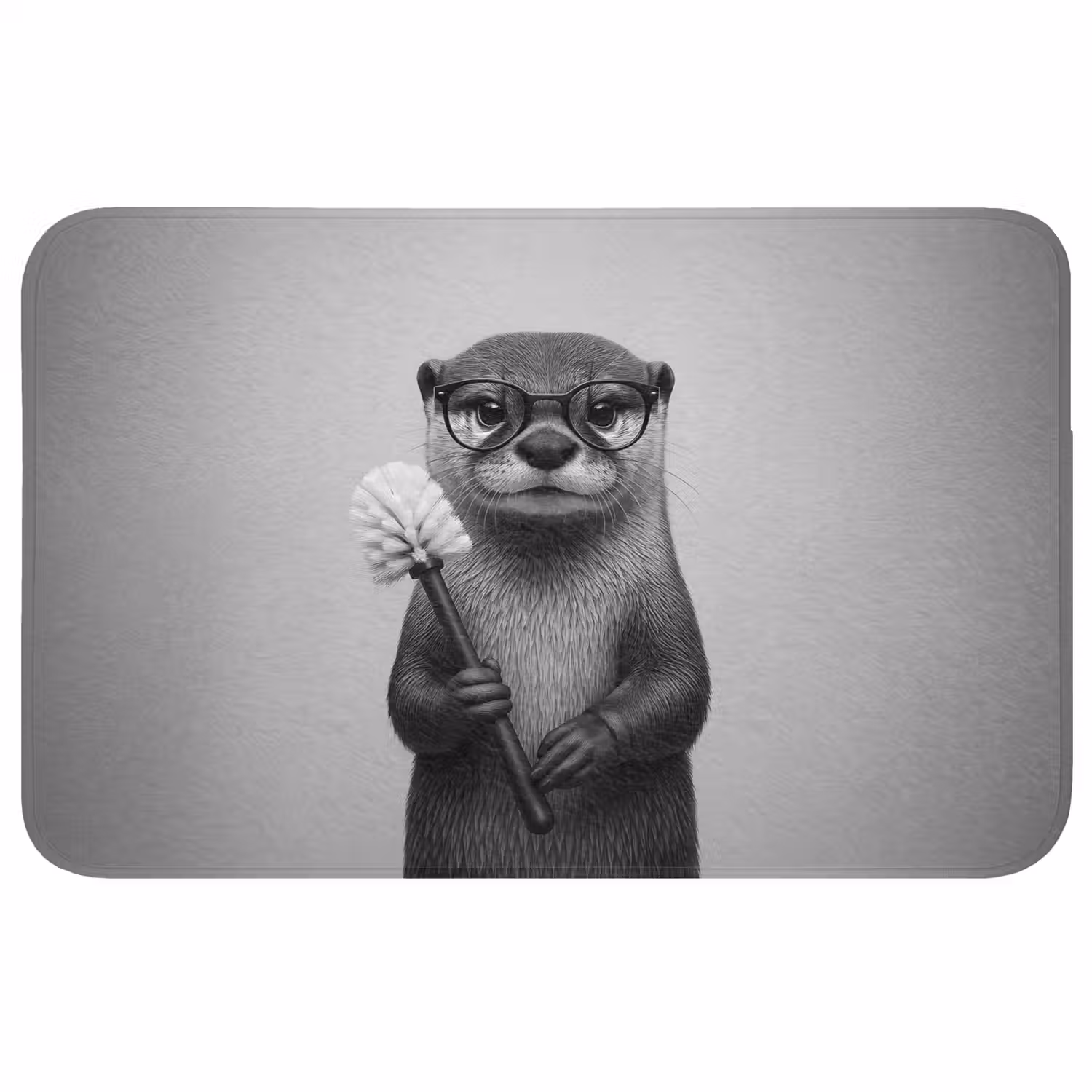 Otter - Wc-borstel - Bril - Zwart - Wit WCmat klein -3d