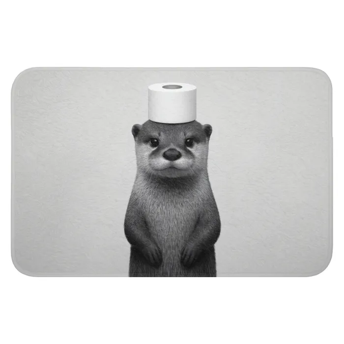 Otter - WC rol - Zwart - Wit WCmat klein -3d
