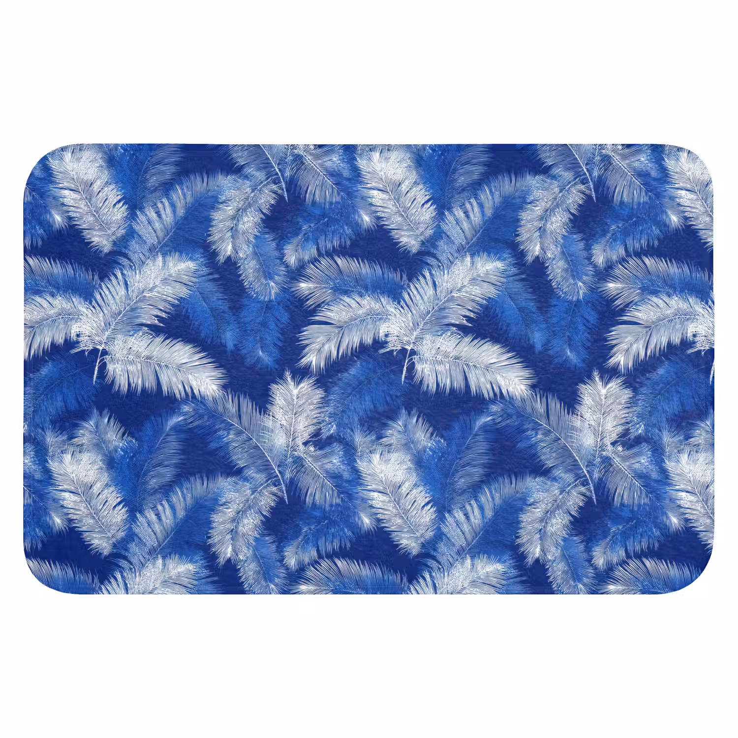 Palmblad - Patroon - Blauw WCmat klein 1009 -3d