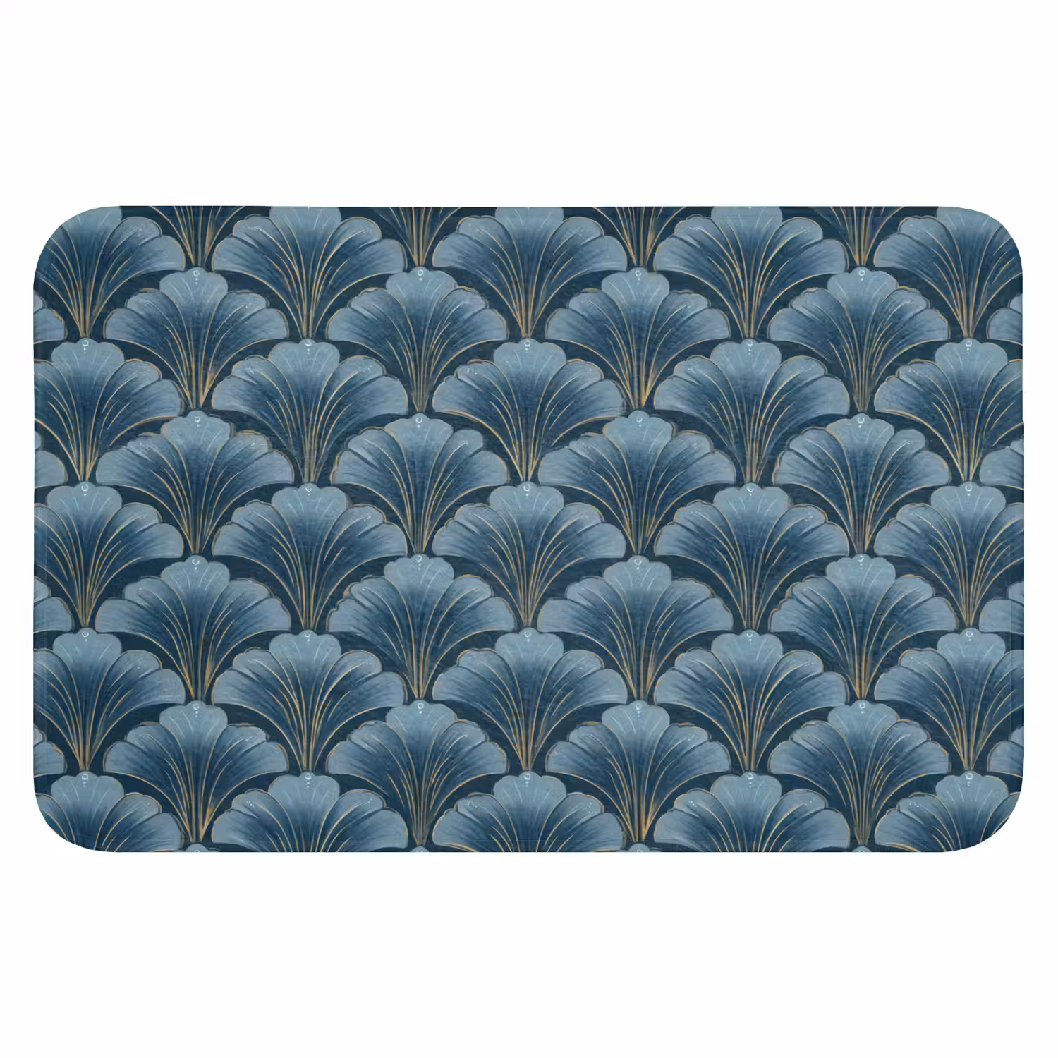 Patroon - Ginkgoblad - Blauw WCmat klein 1009 -3d