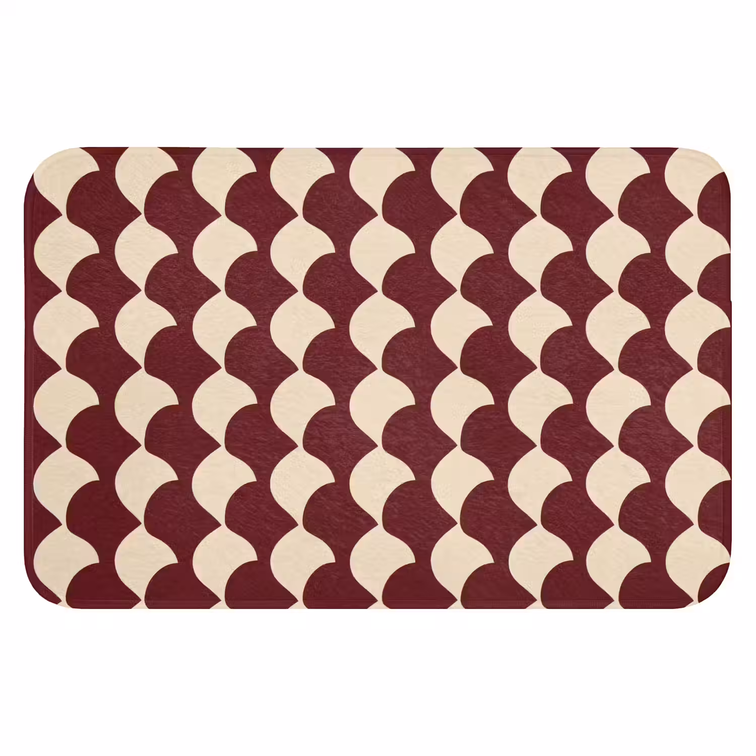 Rood - Tegelpatroon - Crème WCmat klein 1009 -3d