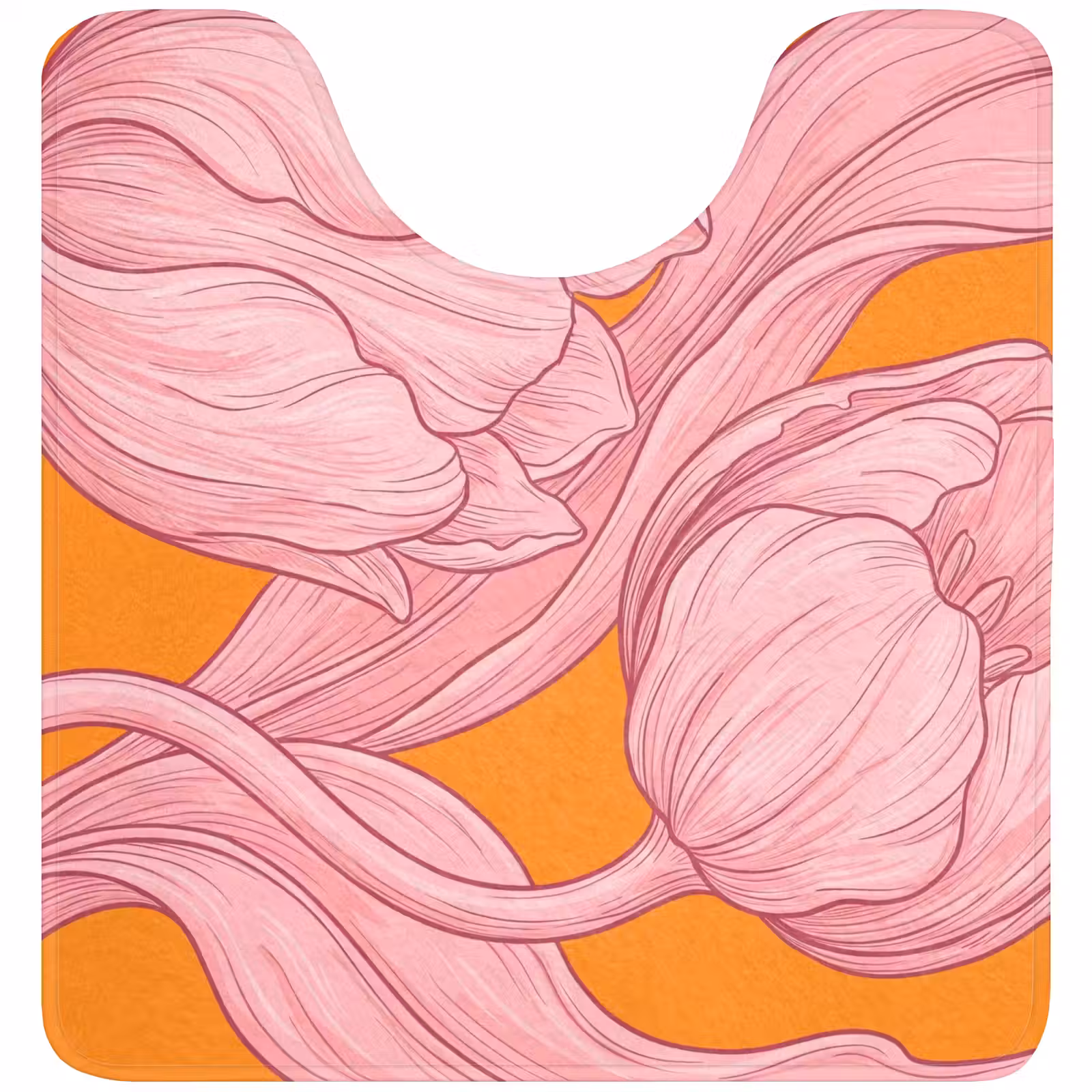 WC Mat - Roze bloemen - Modern - Roze bloemen - Modern WCmat U-uitsnede middel