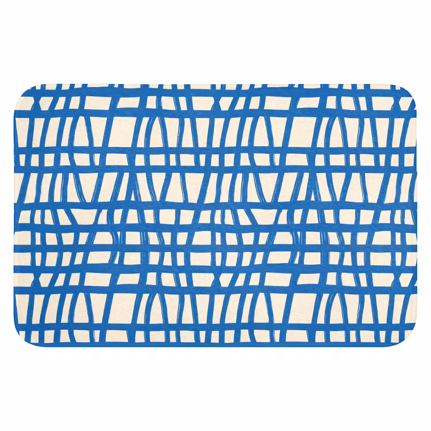Ruitpatroon - Blauw - Crème WCmat klein 1009 -3d