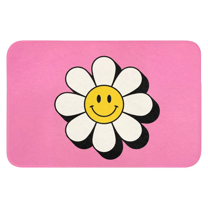 Smiley - Bloem - Roze WCmat klein -3d