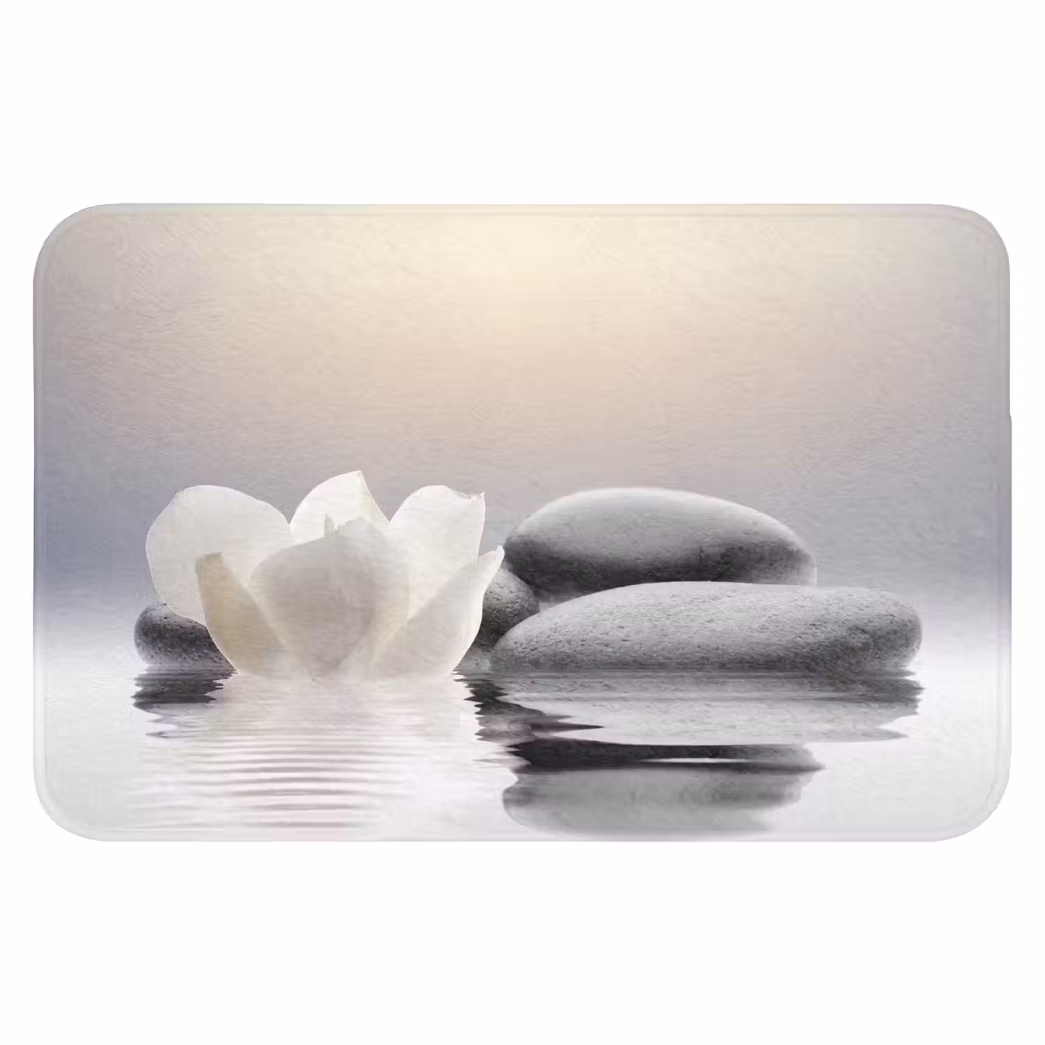 Stenen - Lotus - Wit - Water - Zen WCmat klein -3d