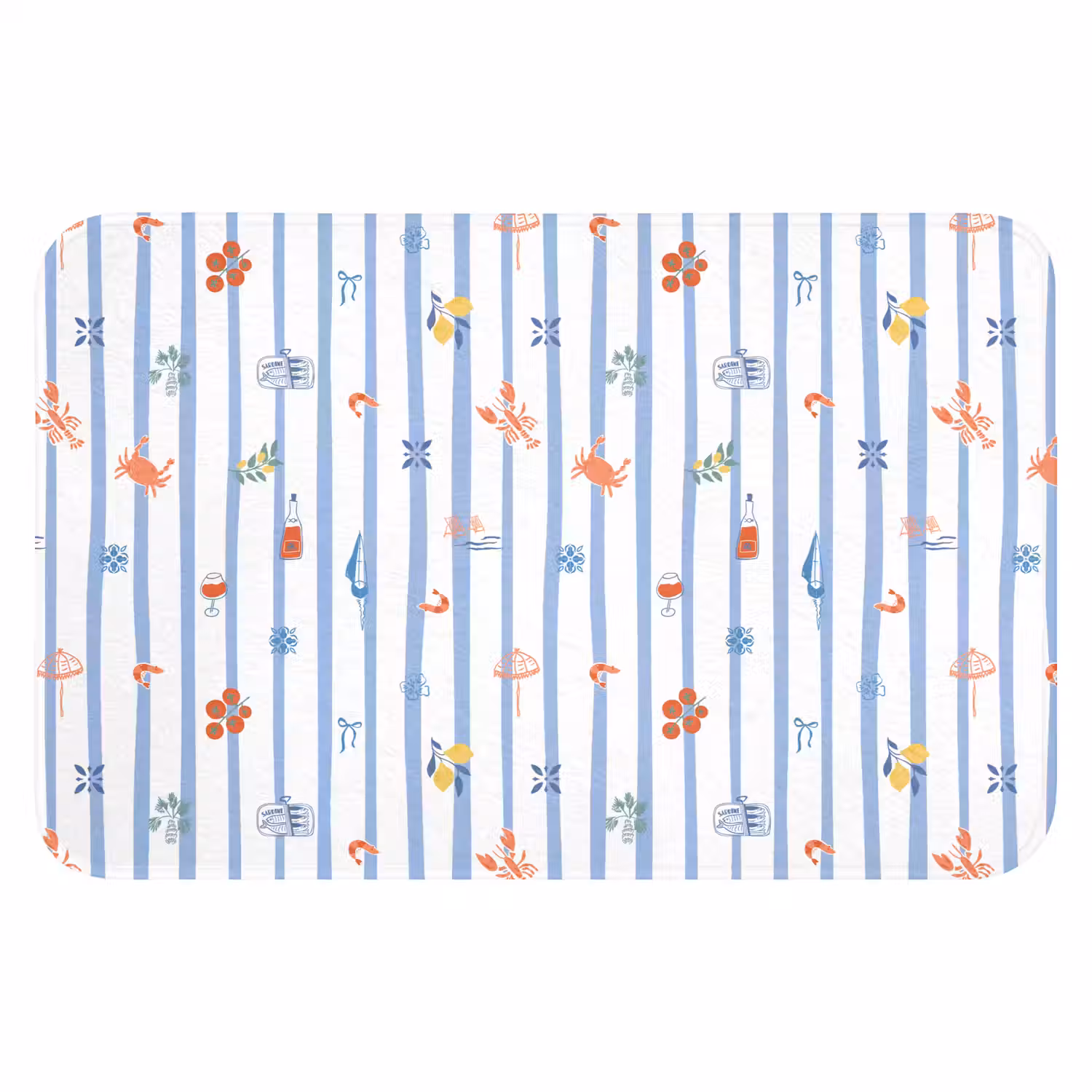 Strepen - Blauw - Patroon - Zomer WCmat klein 1009 -3d