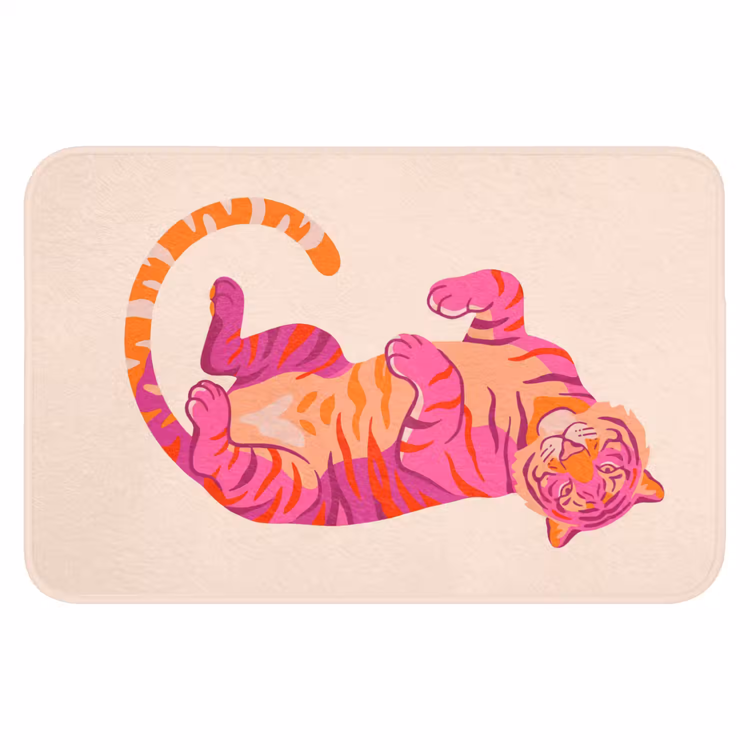 Tijger - Roze - Oranje WCmat klein -3d