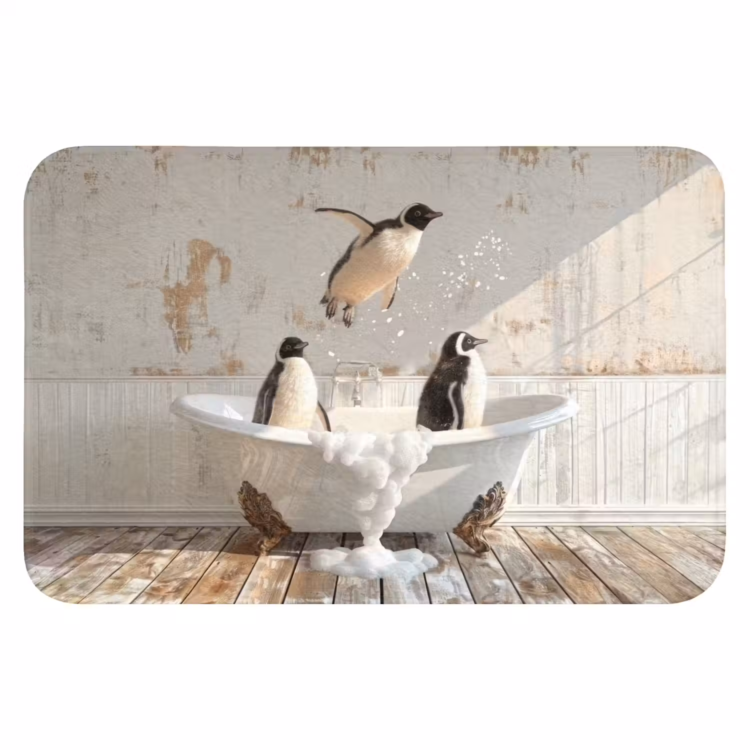 Vintage - Pinguïn - Badkuip - Schuim WCmat klein -3d
