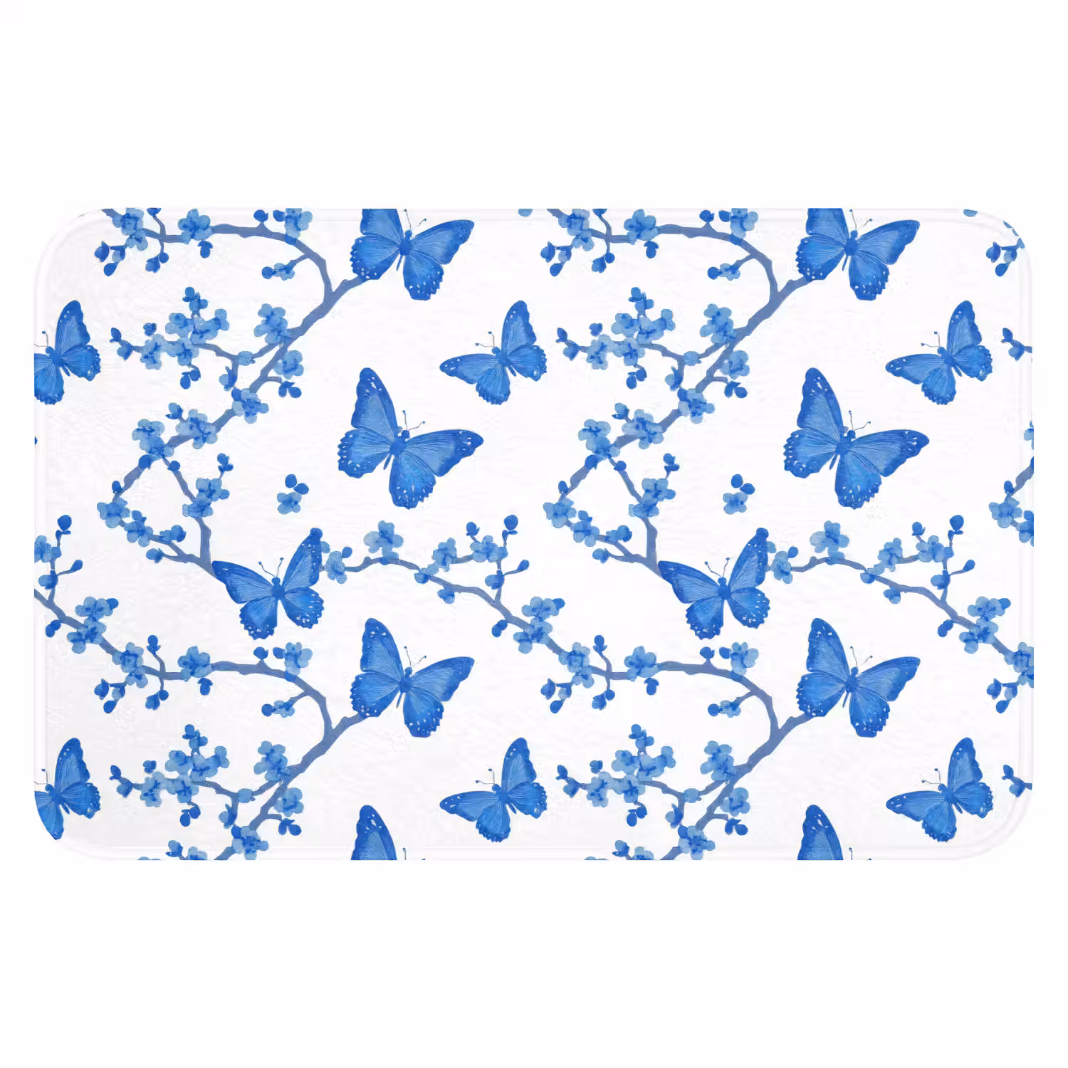 Vlinder - Bloemen - Blauw WCmat klein 1009 -3d