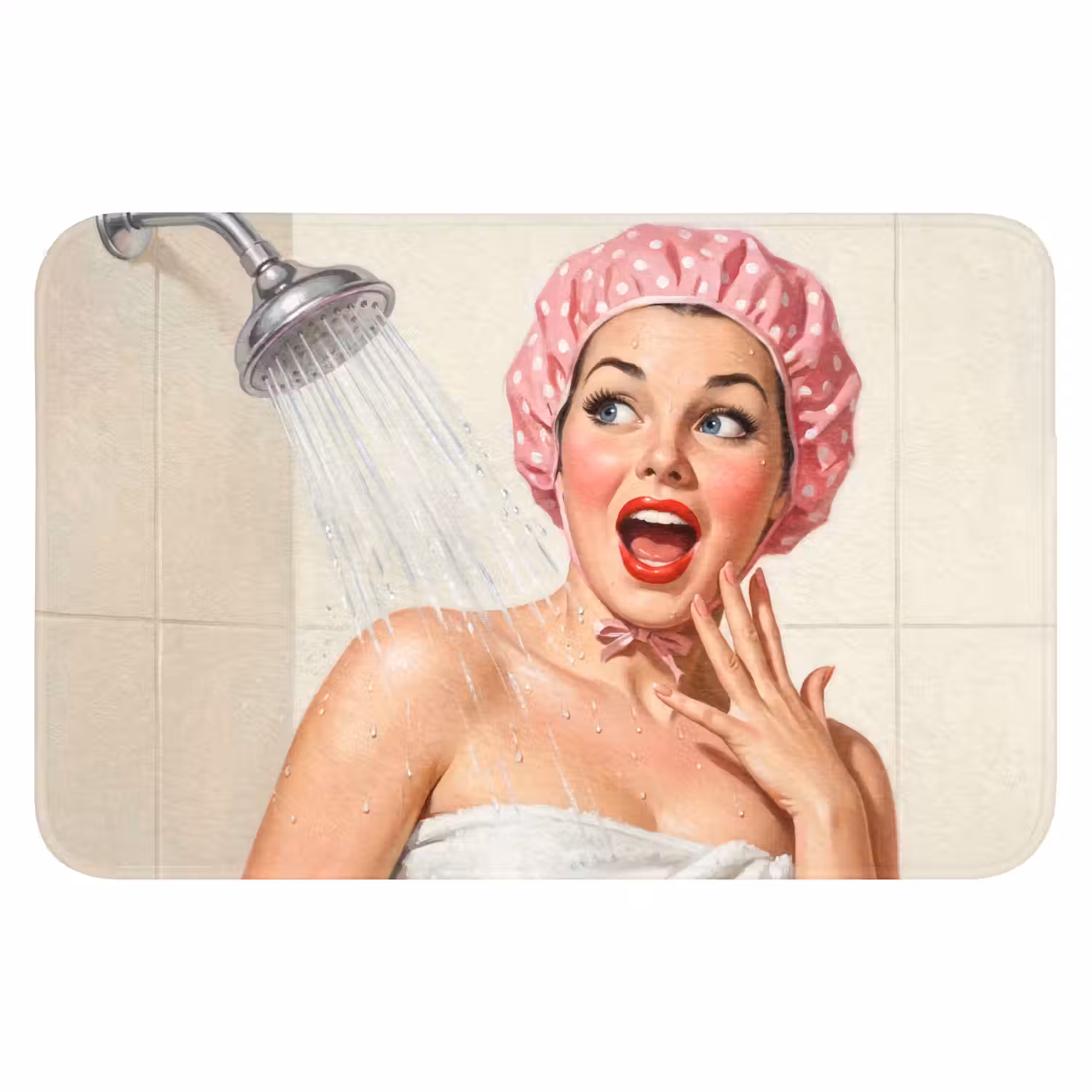 Vrouw - Douche - Roze WCmat klein -3d