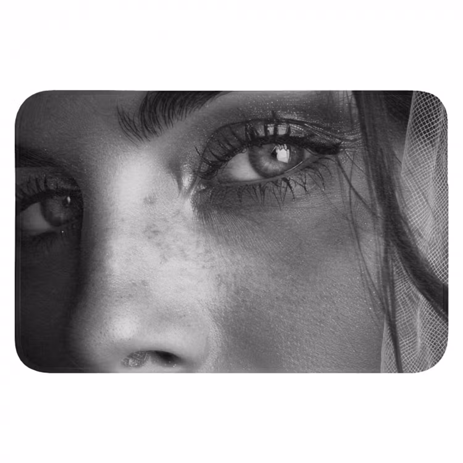 Vrouw - Portret - Zwart wit - Vintage WCmat klein -3d