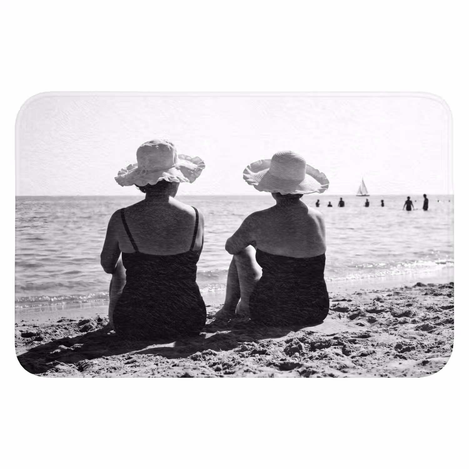 Vrouwen - Zonnehoed - Strand - Zwart - Wit WCmat klein -3d