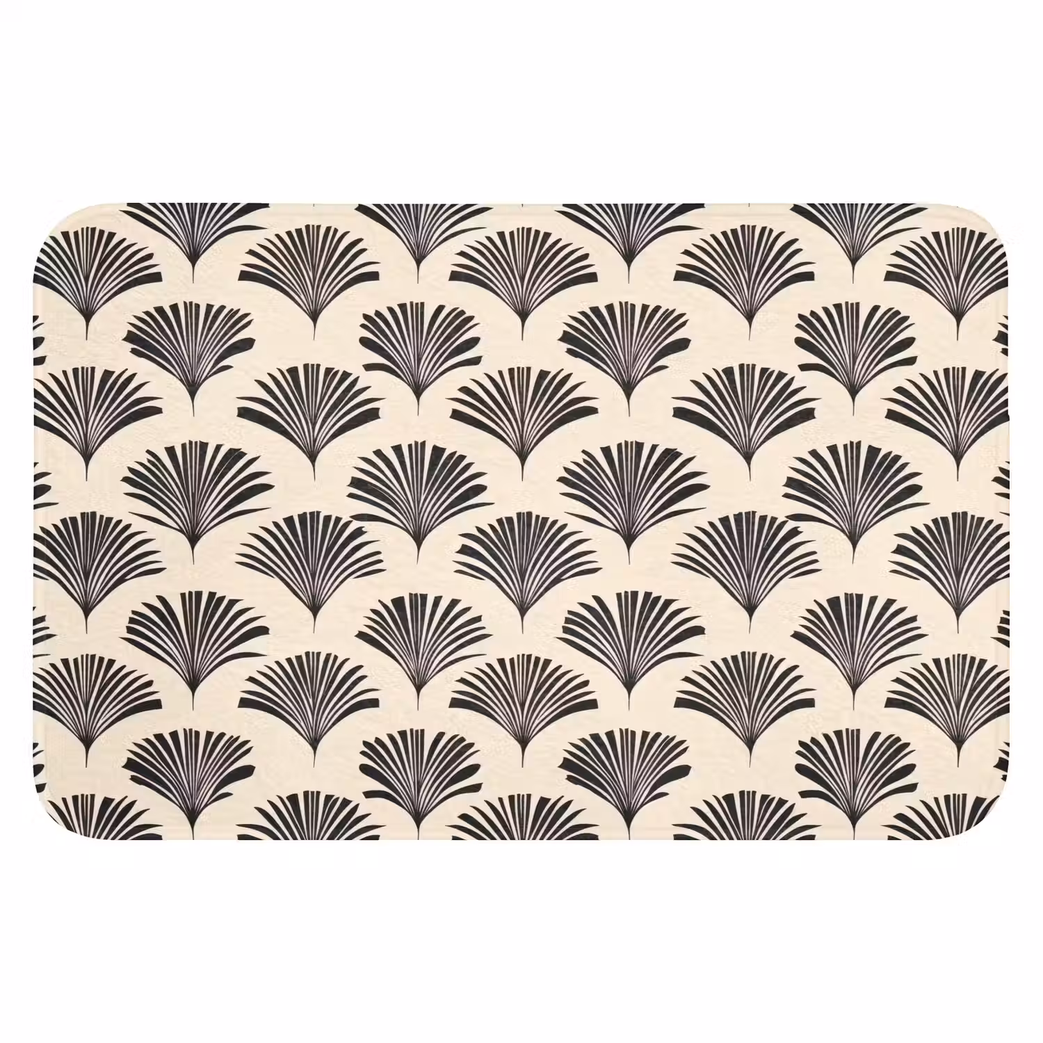 Waaiers - Botanisch - Zwart - Beige WCmat klein 1009 -3d