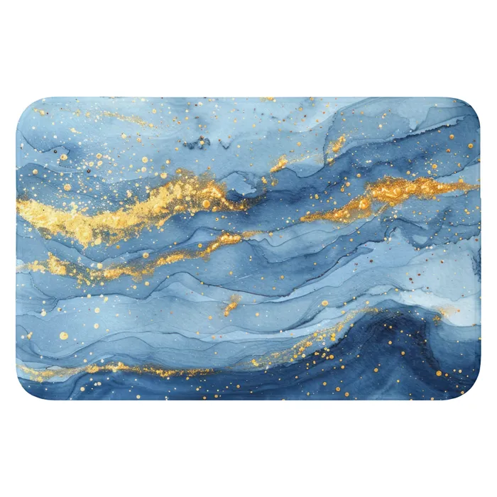 Watercolor - Blauw - Kunst - Goud - Luxe - Modern WCmat klein -3d