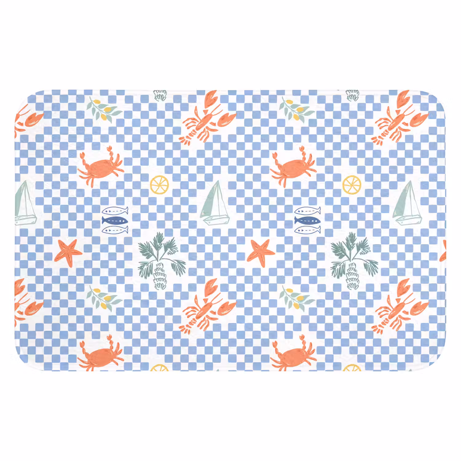 Zee - Patroon - Zeilboot - Blauw WCmat klein 1009 -3d