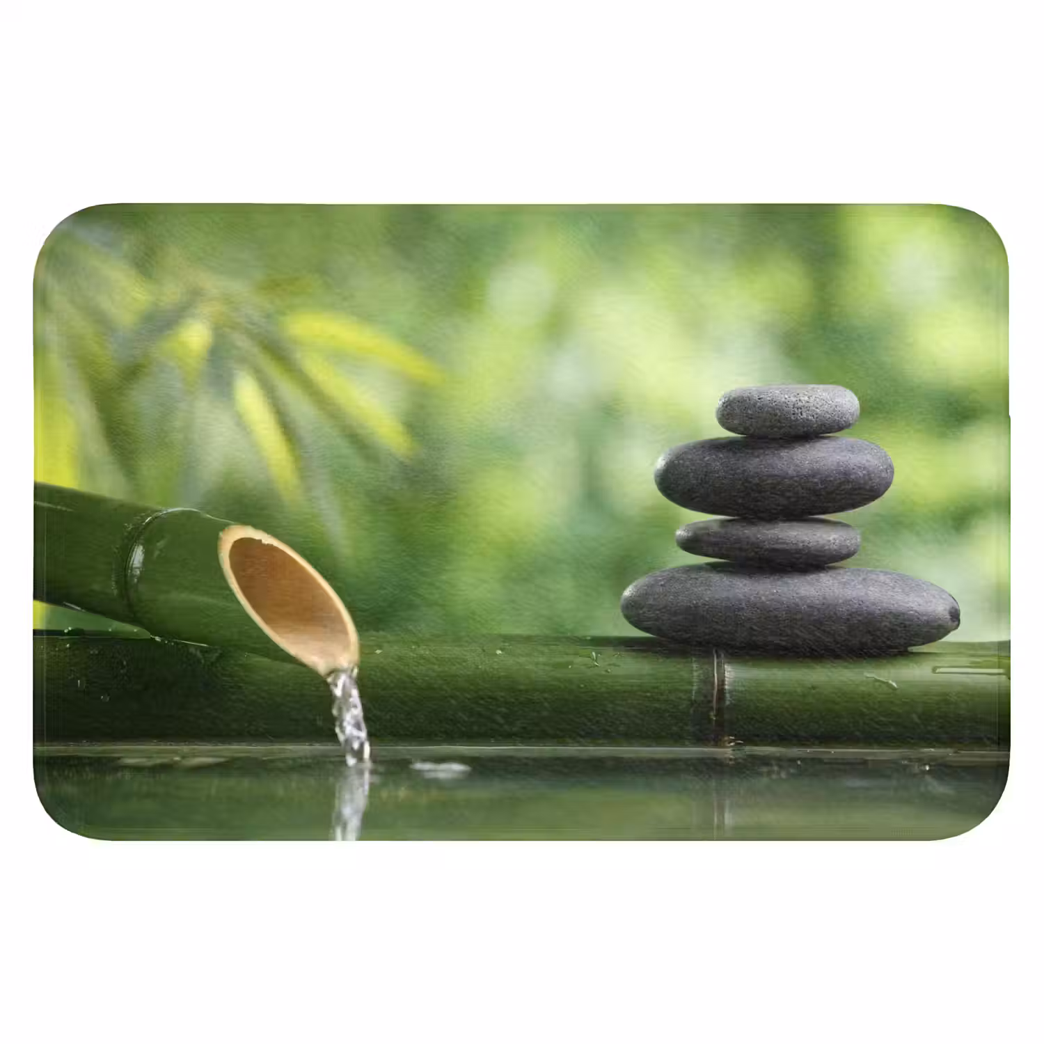 Zen - Stenen - Groen - Natuur - Bamboe WCmat klein -3d