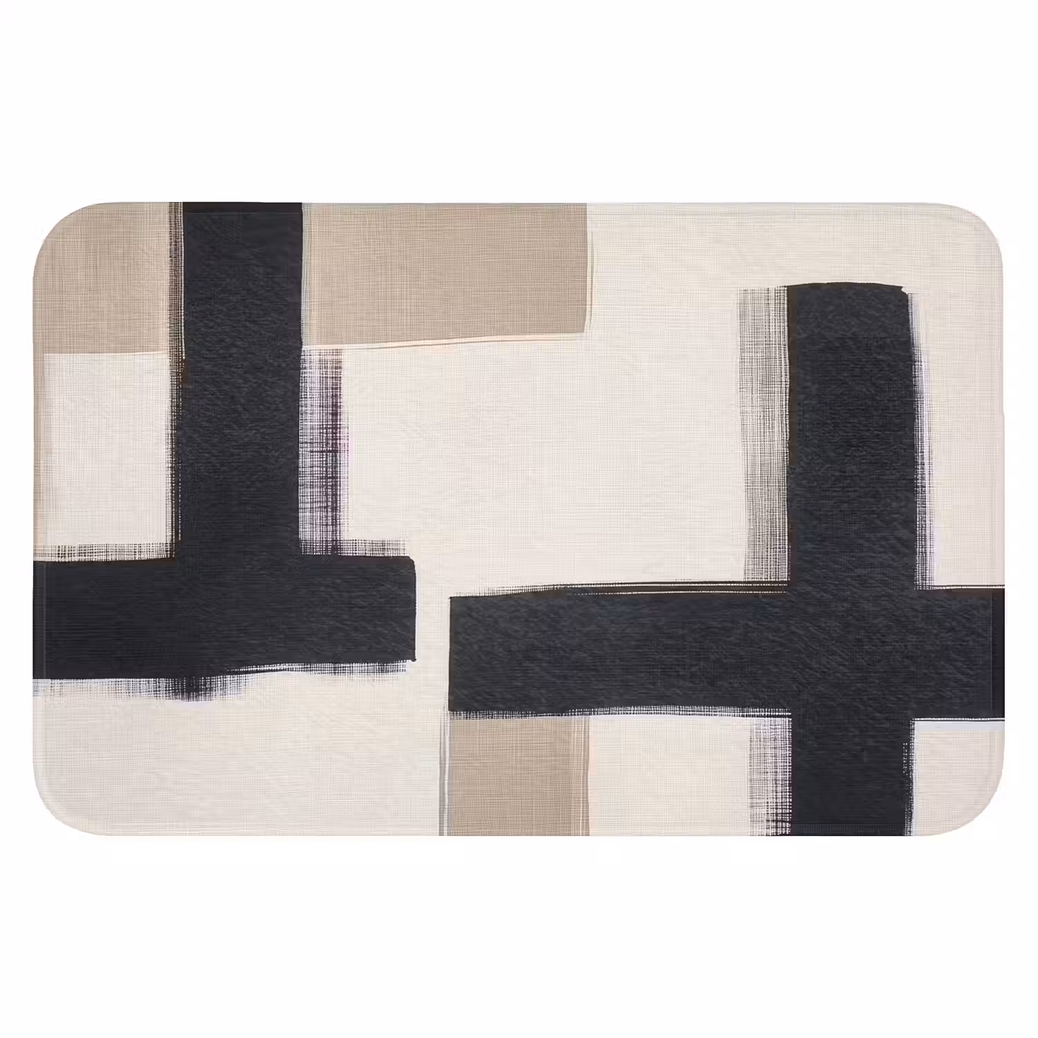 Zwart - Abstract - Japandi WCmat klein -3d