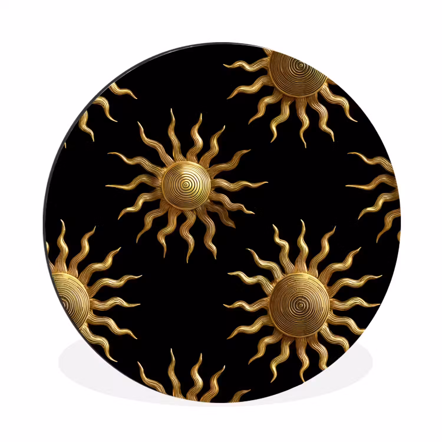 Zon - Patroon - Luxe - Goud - Zwart Wandcirkel aluminium klein 190 -3d