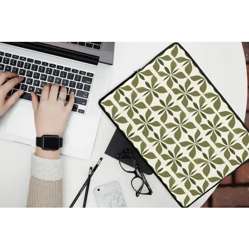 Botanisch - Retro - Groen laptophoes neopreen klein 279 -bureau