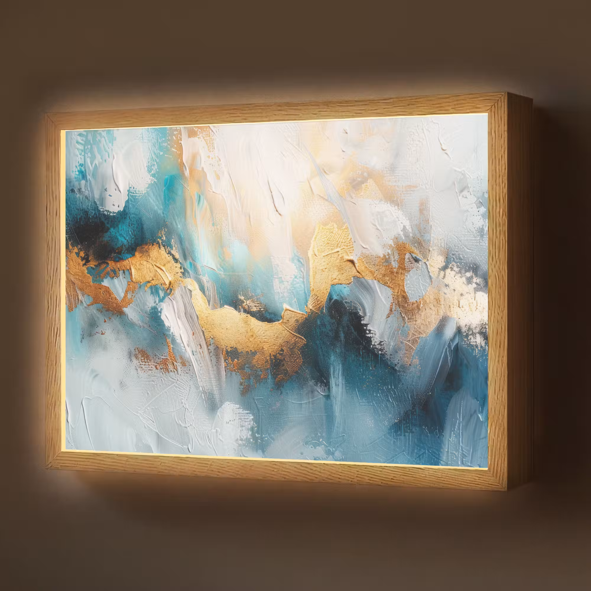 Lightbox - Wandlamp - Abstract - Kunst - Gold - Blauw