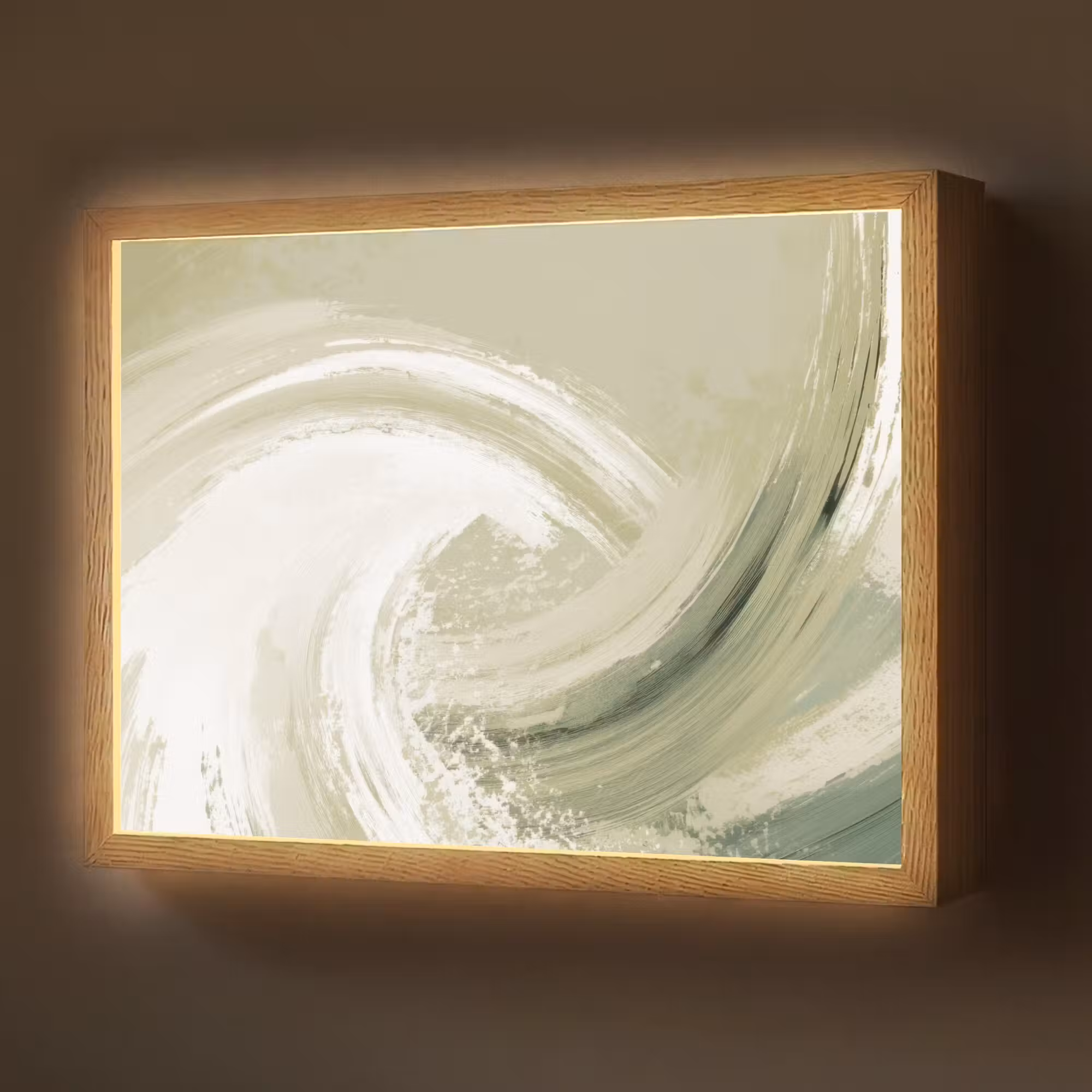 Lightbox - Wandlamp - Abstract - Penseelstreken - Golven - Groen