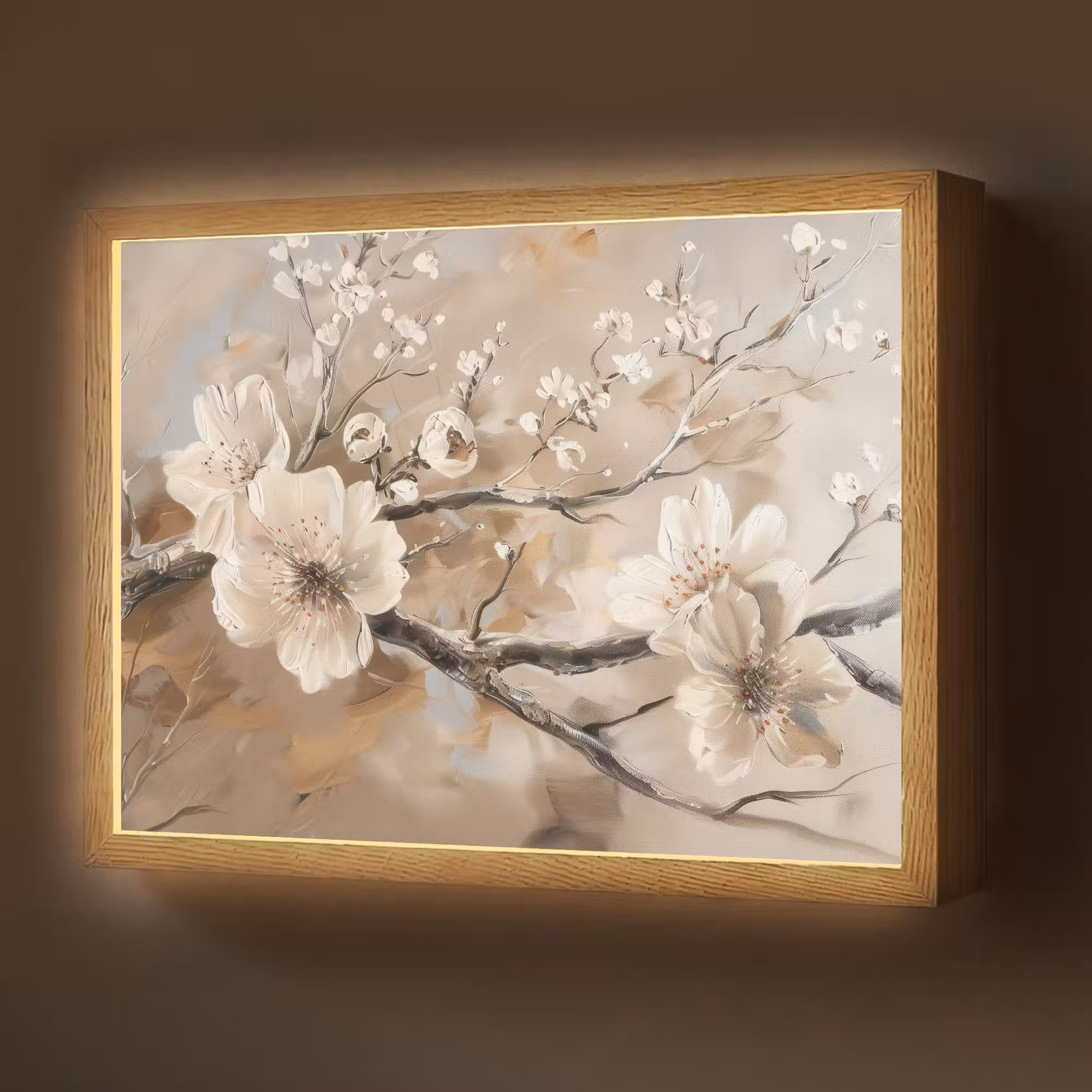 Lightbox - Wandlamp - Bloemen - Natuur - Wit - Bloesem - Abstract