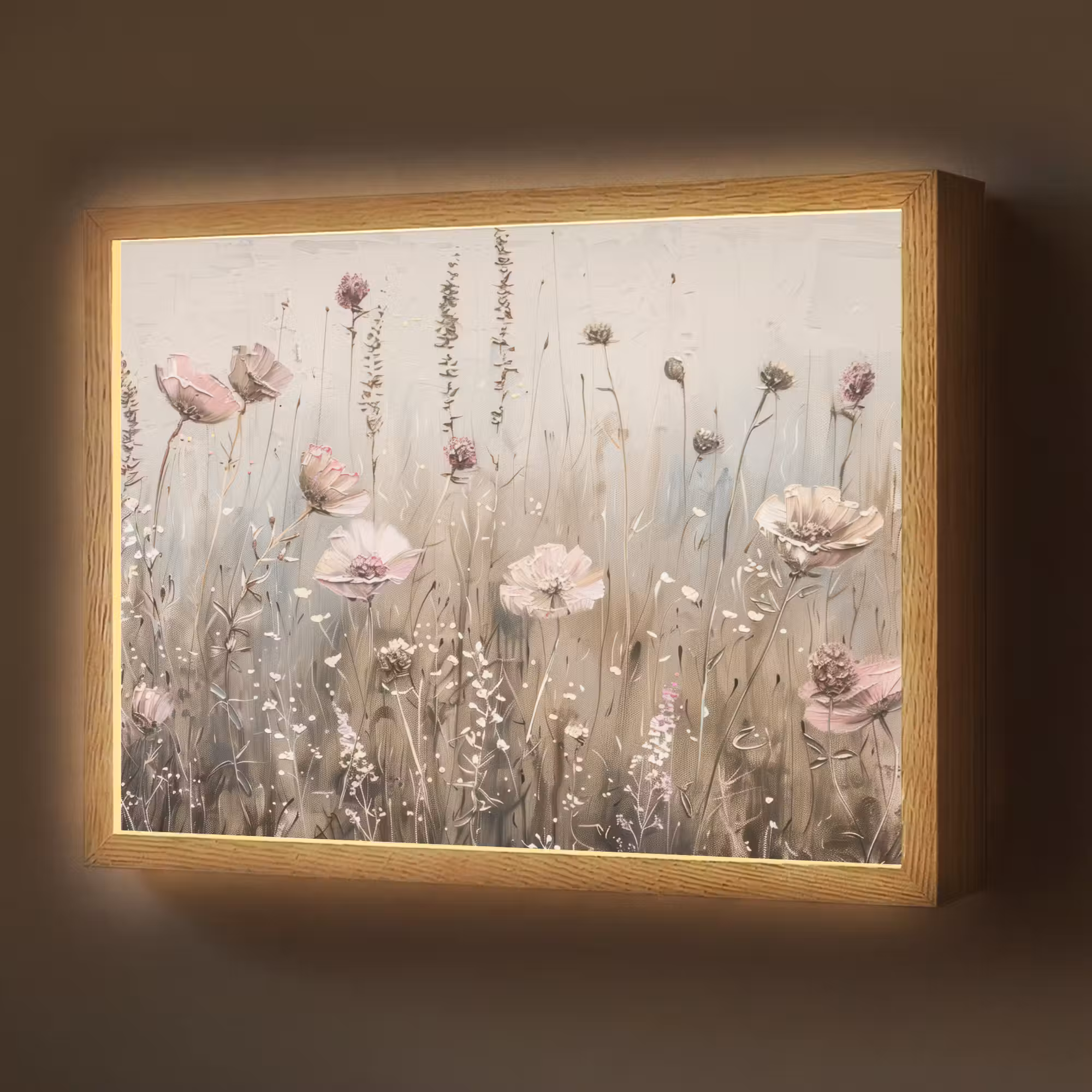Lightbox - Wandlamp - Bloemen - Roze - Modern - Beige