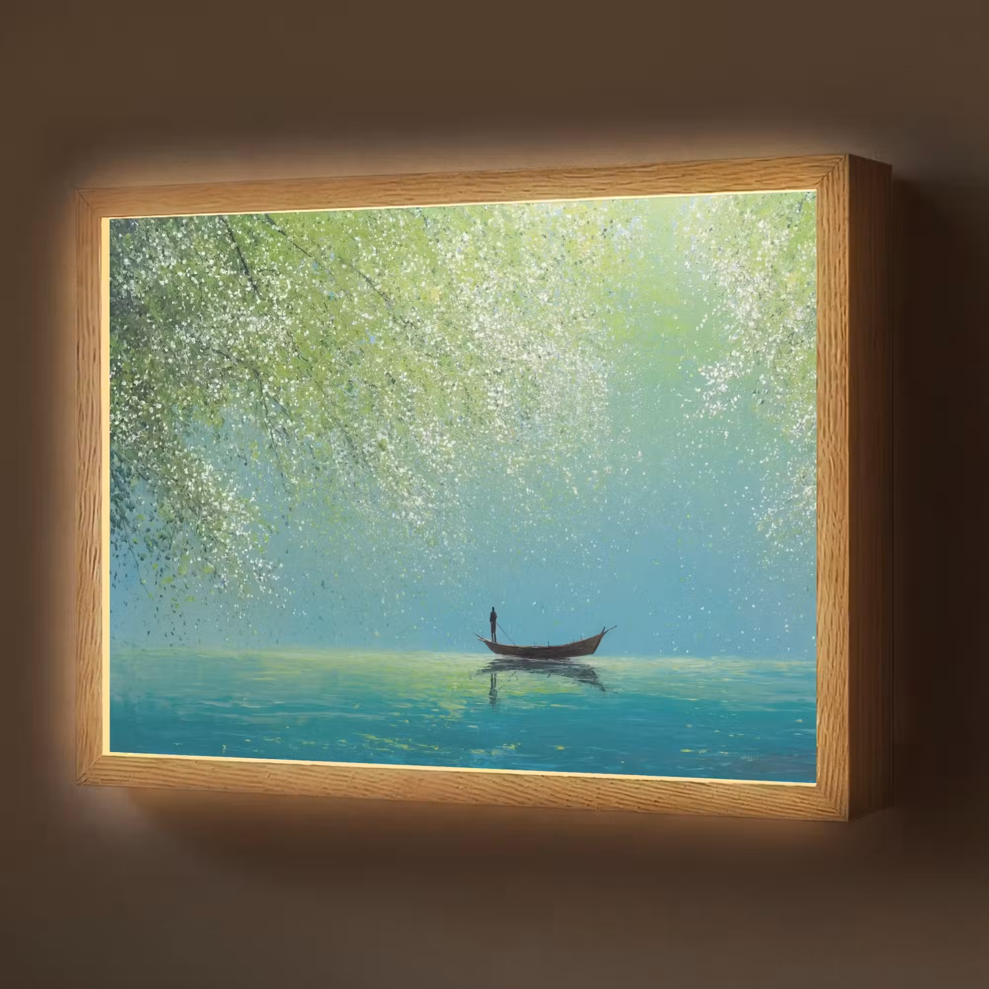 Lightbox - Wandlamp - Bootje - Water - Bladeren - Bloesems