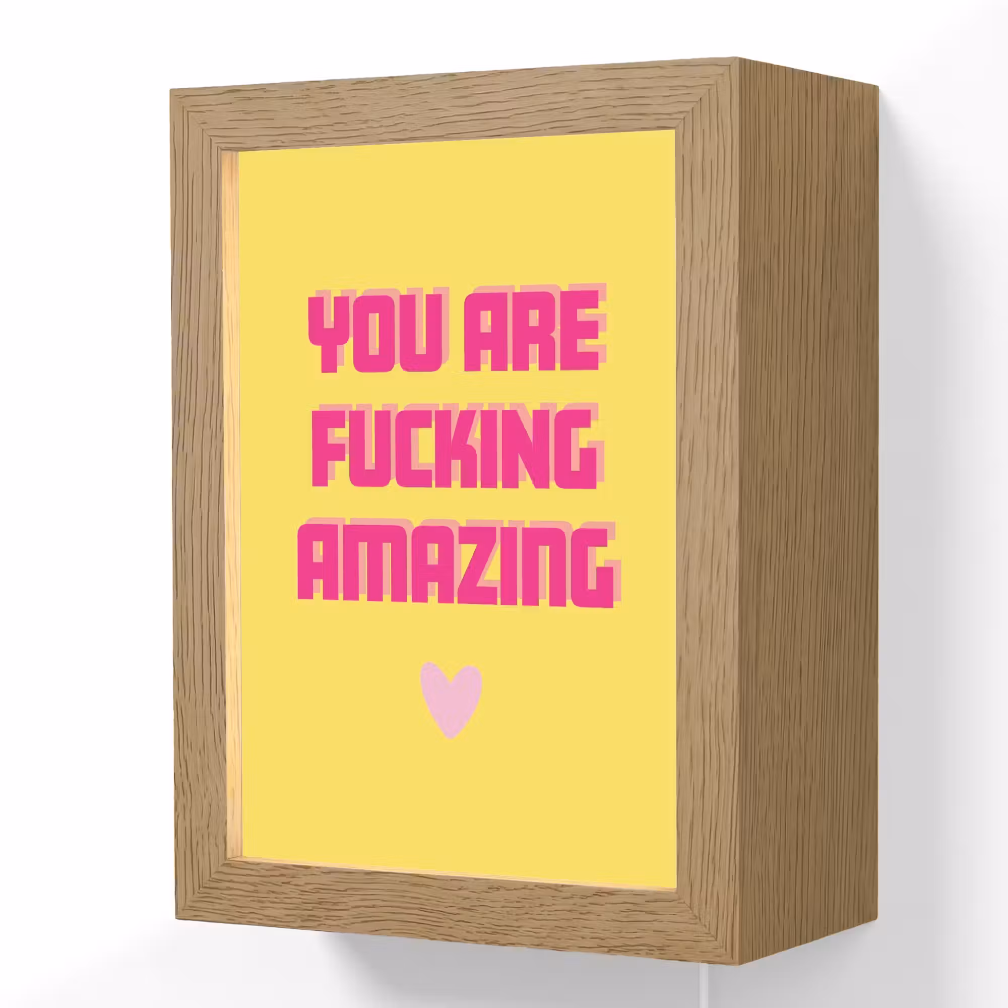 Lightbox - Wandlamp - Geel - Valentijn - Tekst